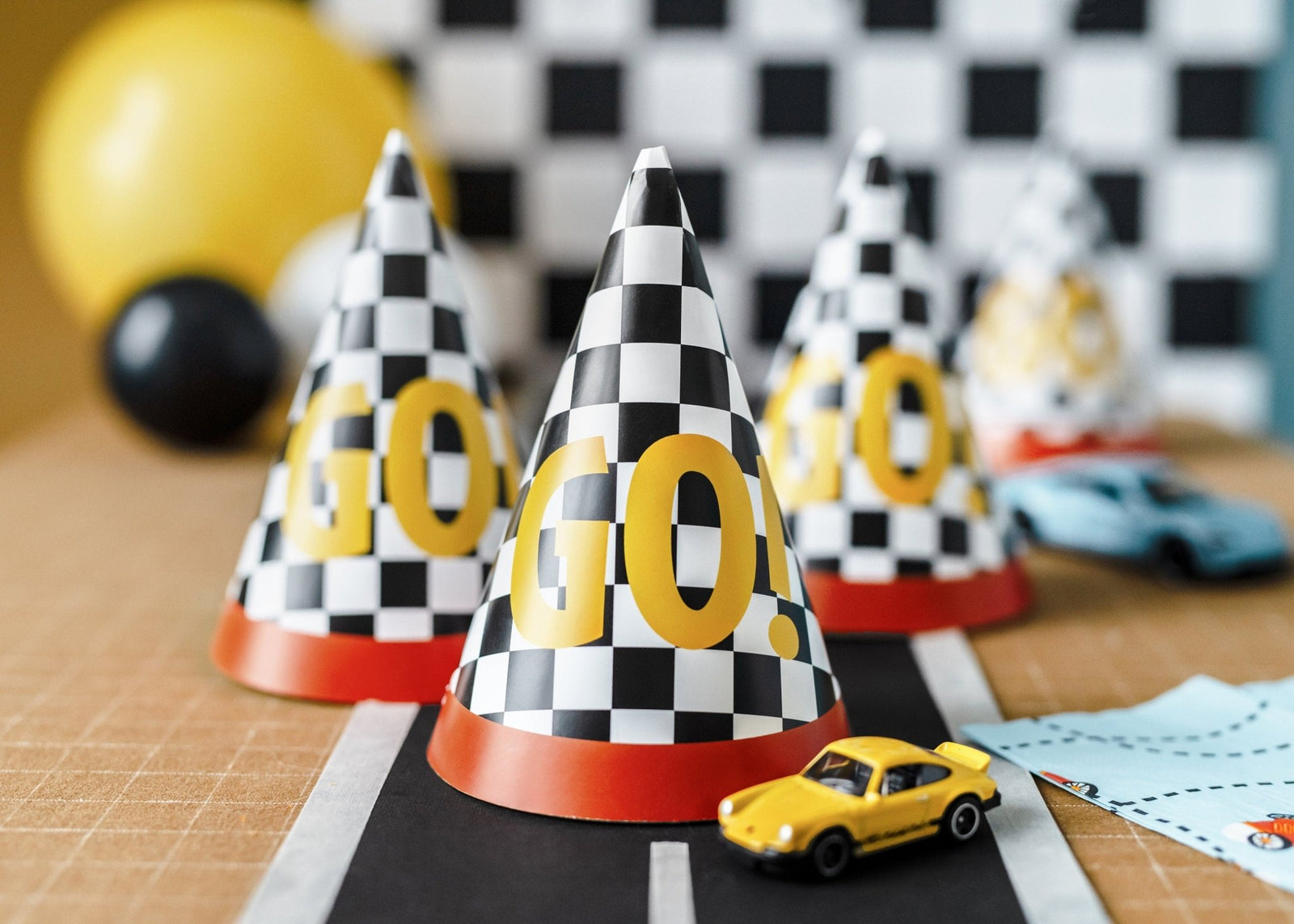 Checkered Race Car Party Hats - Stesha Party