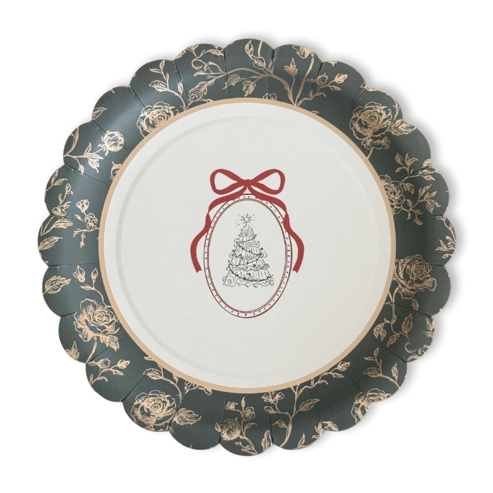 Christmas Floral Dessert Plates 12ct - Stesha Party