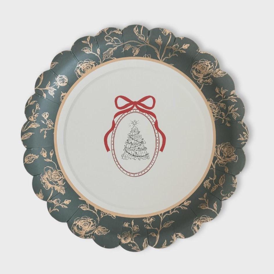 Christmas Floral Dessert Plates 12ct - Stesha Party