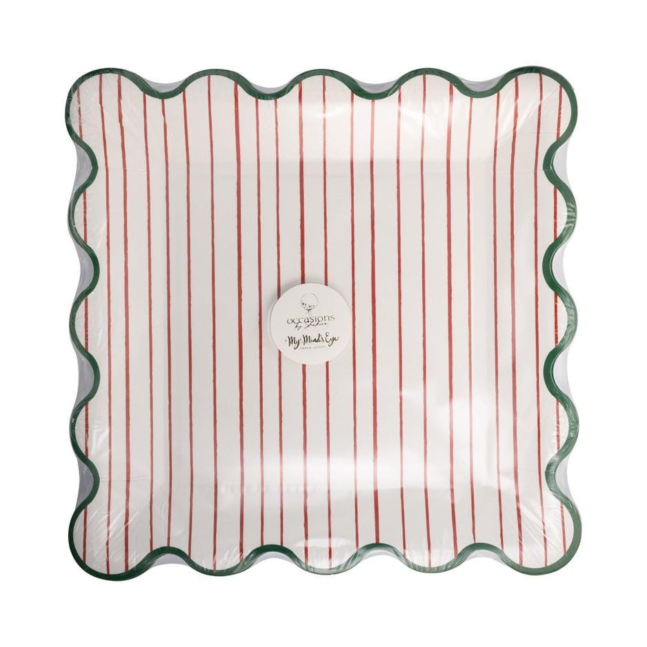 Christmas Striped Plates 8ct - Stesha Party