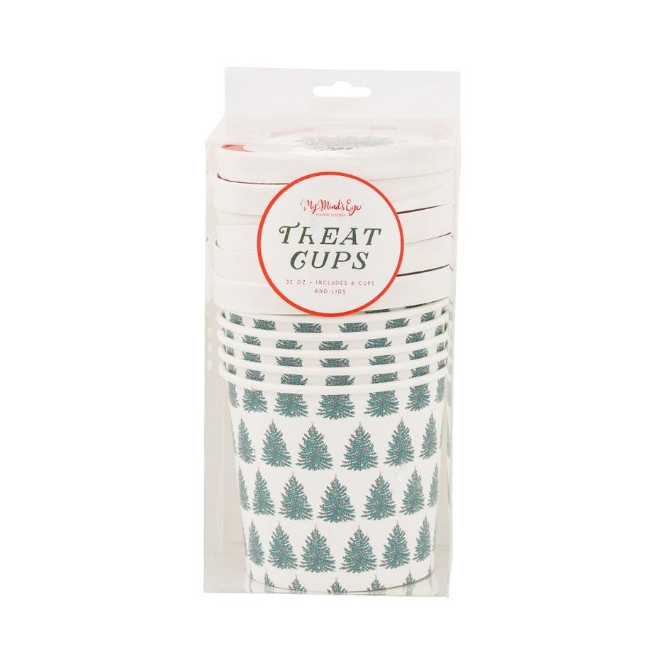 Christmas Tree Treat Cups with Lids 6ct - Stesha Party