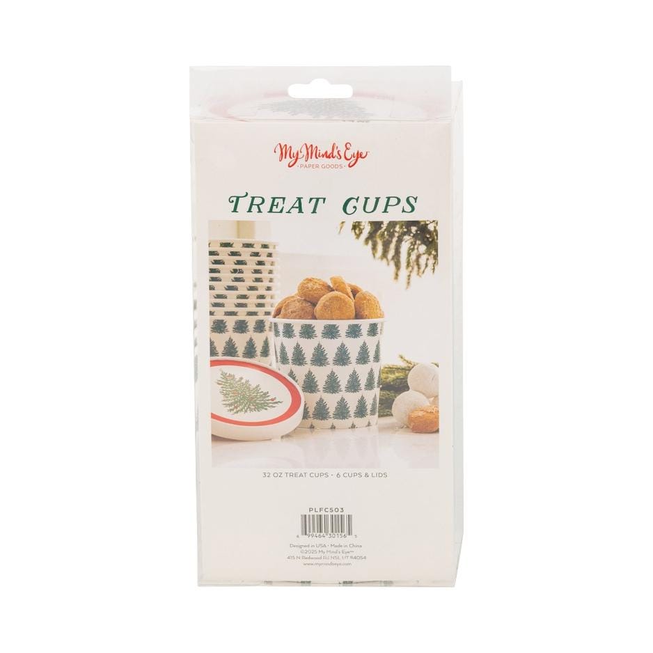 Christmas Tree Treat Cups with Lids 6ct - Stesha Party