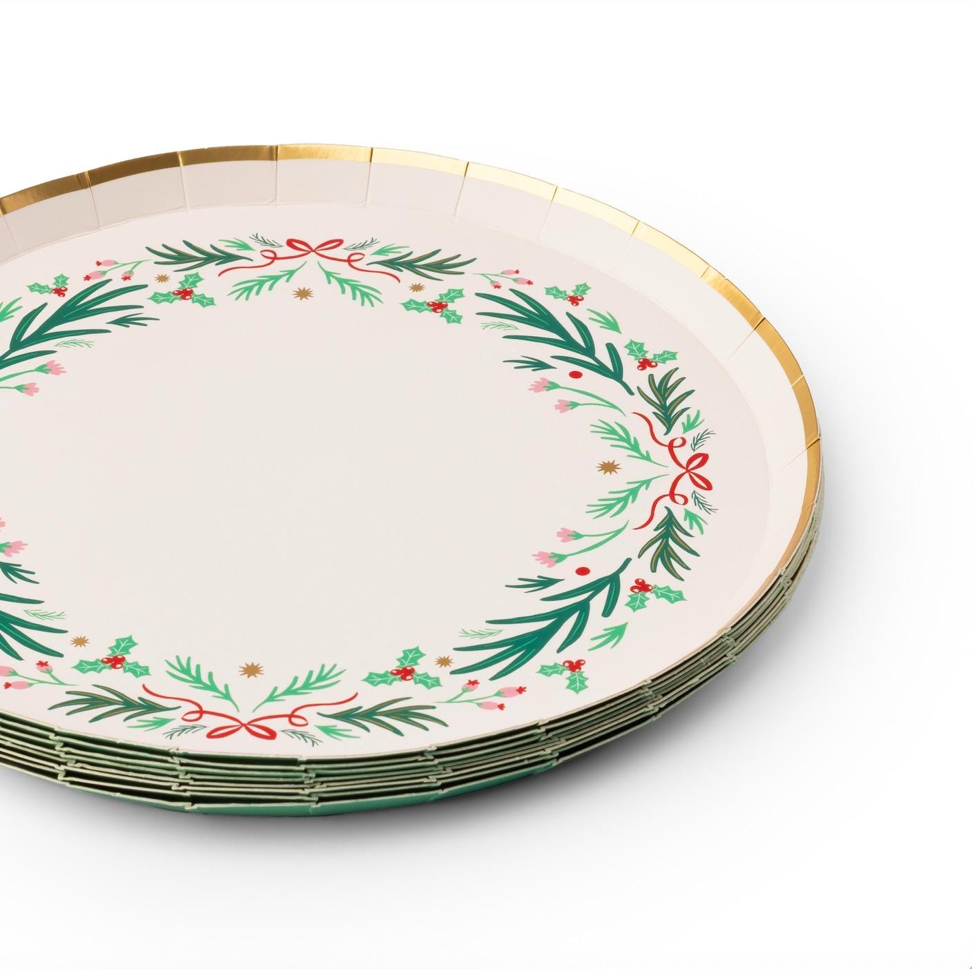 Christmas Wreath Dessert Plates 8ct - Stesha Party