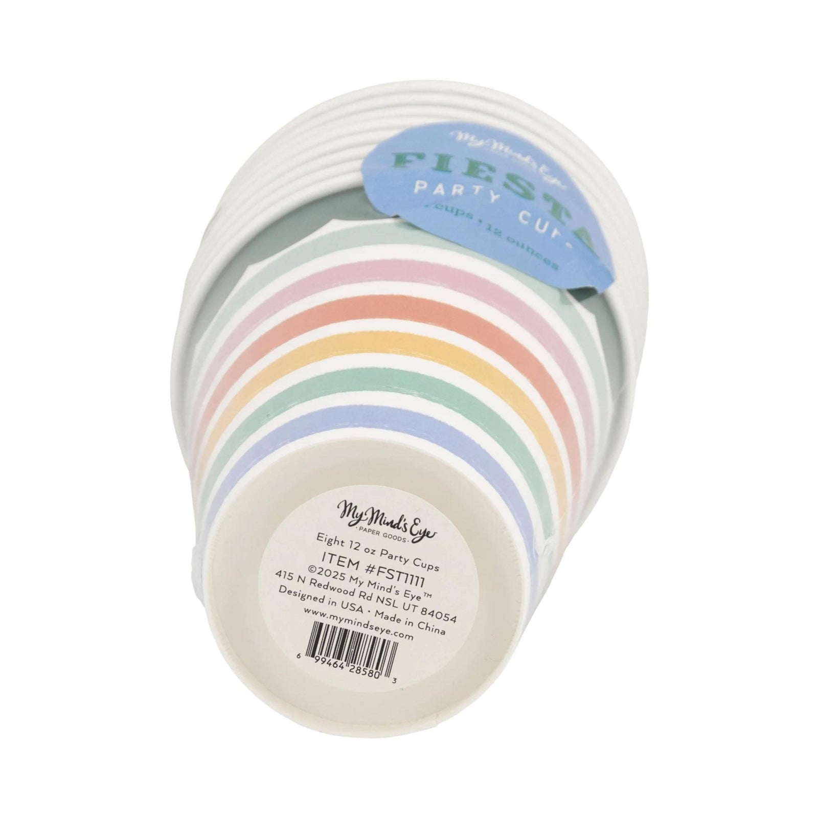 Colorful Striped Paper Cups 12oz, 8ct - Stesha Party