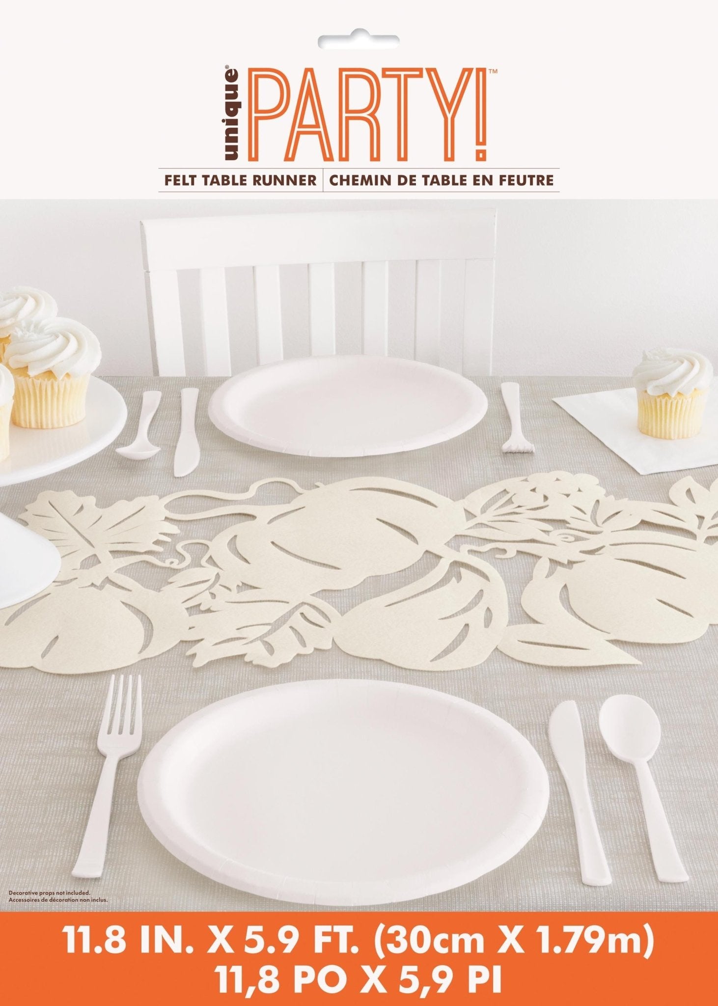 Cream Pumpkin Felt Table Runner 5.9ft - Stesha Party