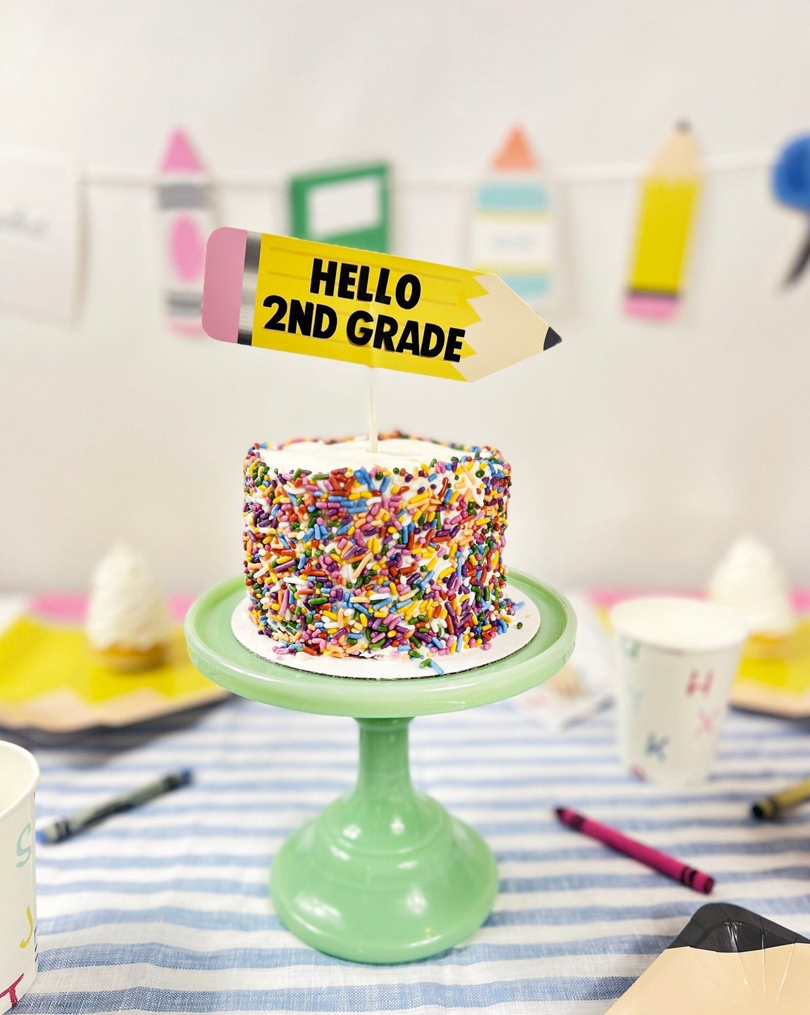 Customizable Pencil Cake Topper for School Party - Stesha Party