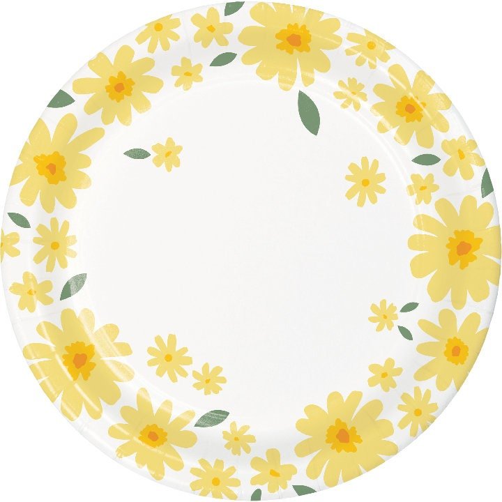 Daisy Cake Plates 8ct - Stesha Party