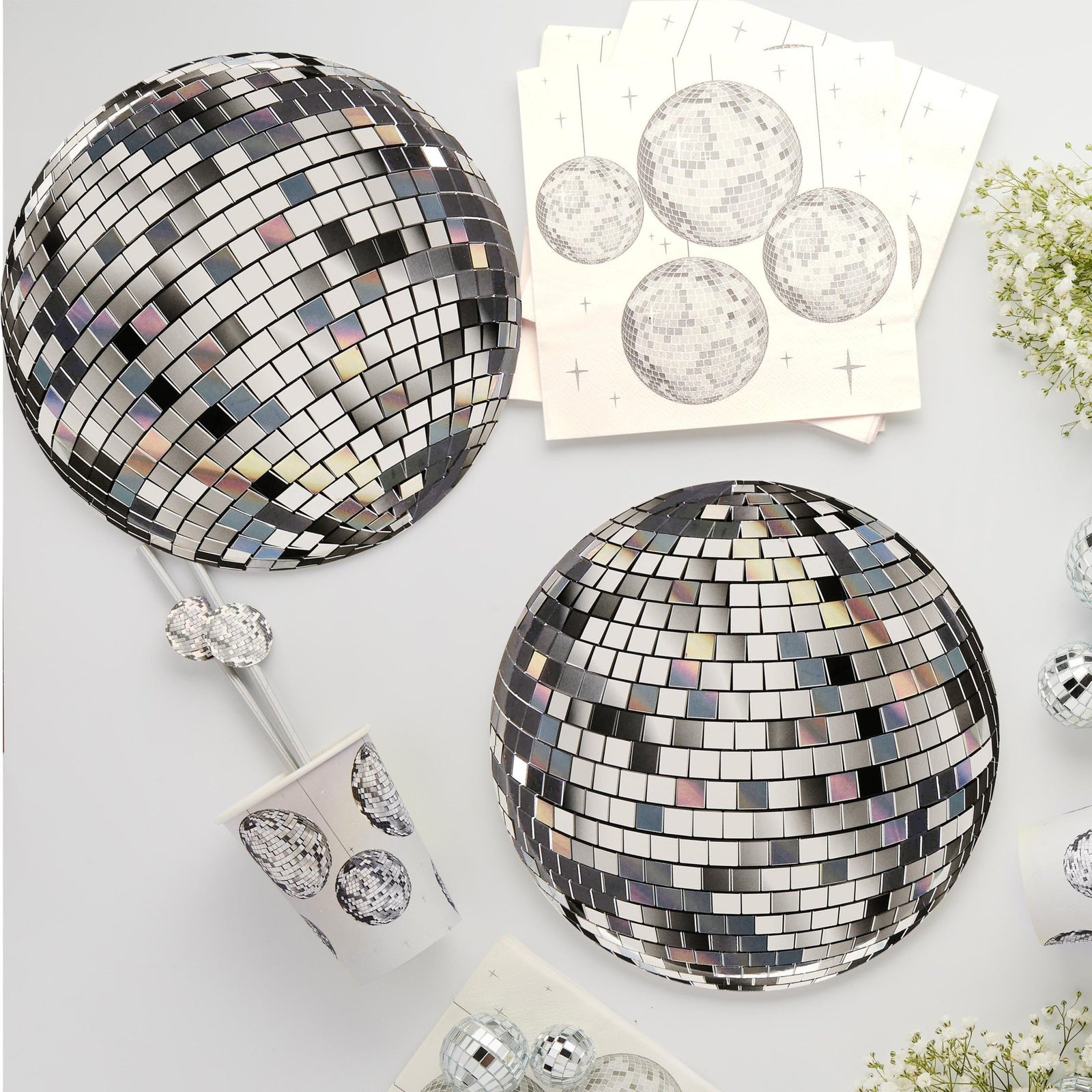 Disco Ball Foil Paper Plates 8ct - Stesha Party