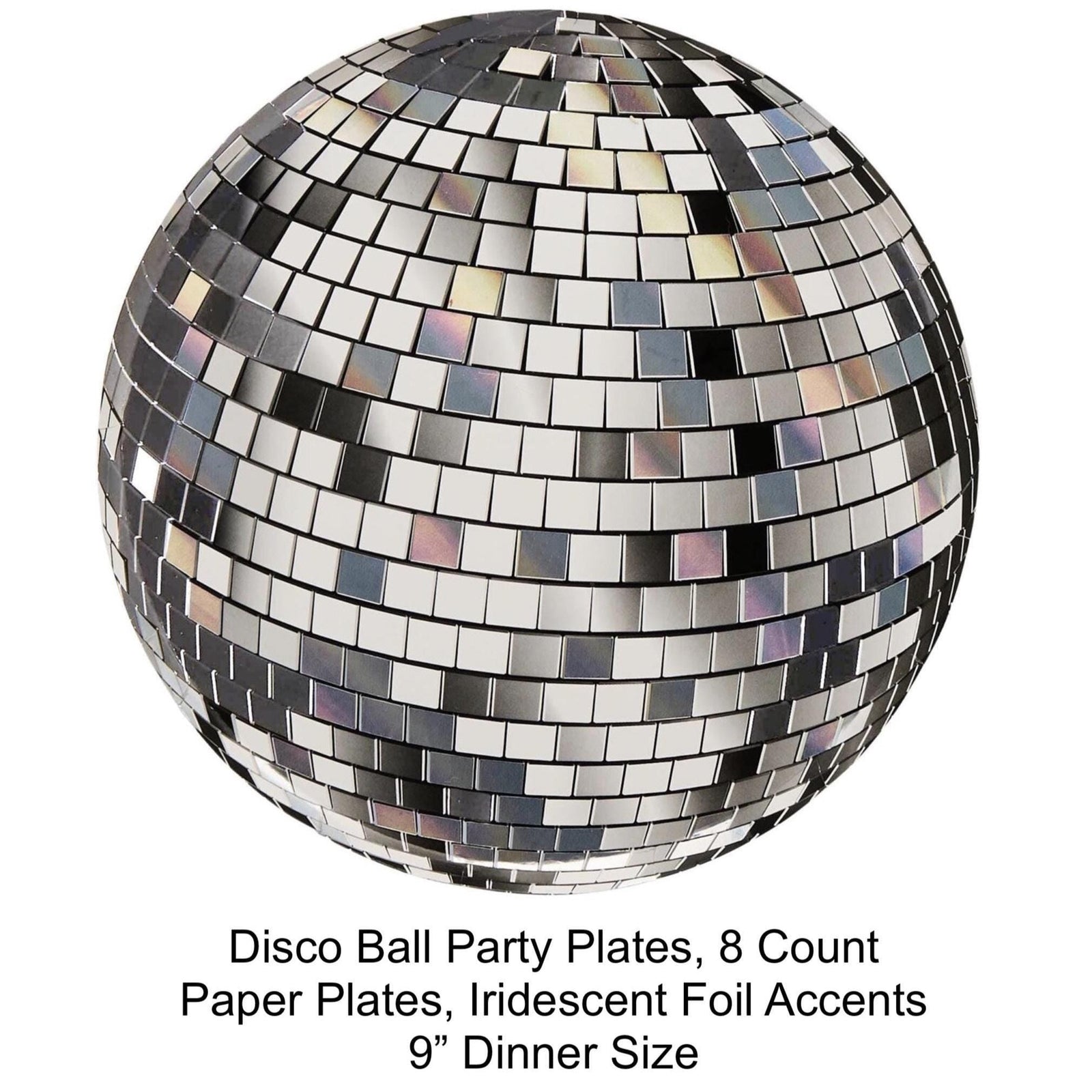 Disco Ball Foil Paper Plates 8ct - Stesha Party
