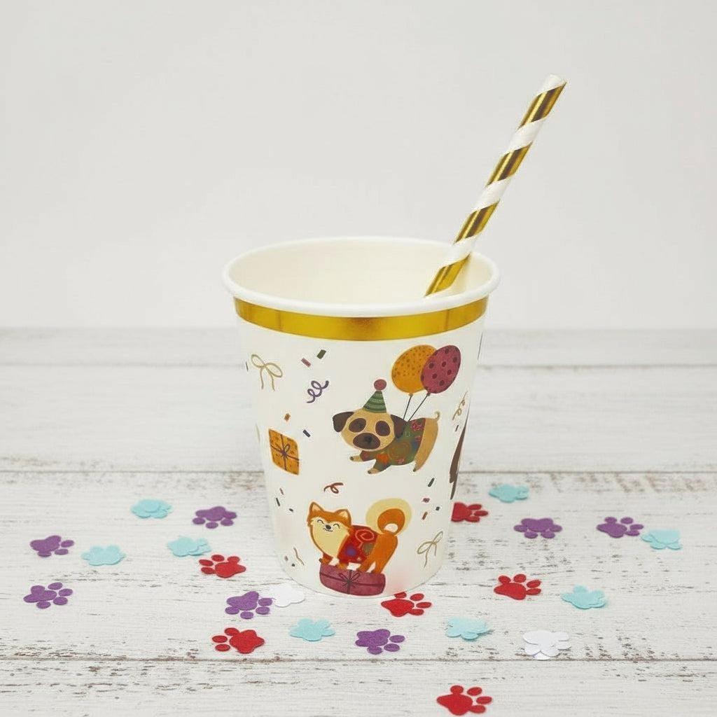 Dog Birthday Gold Foil Cups 8ct - Stesha Party