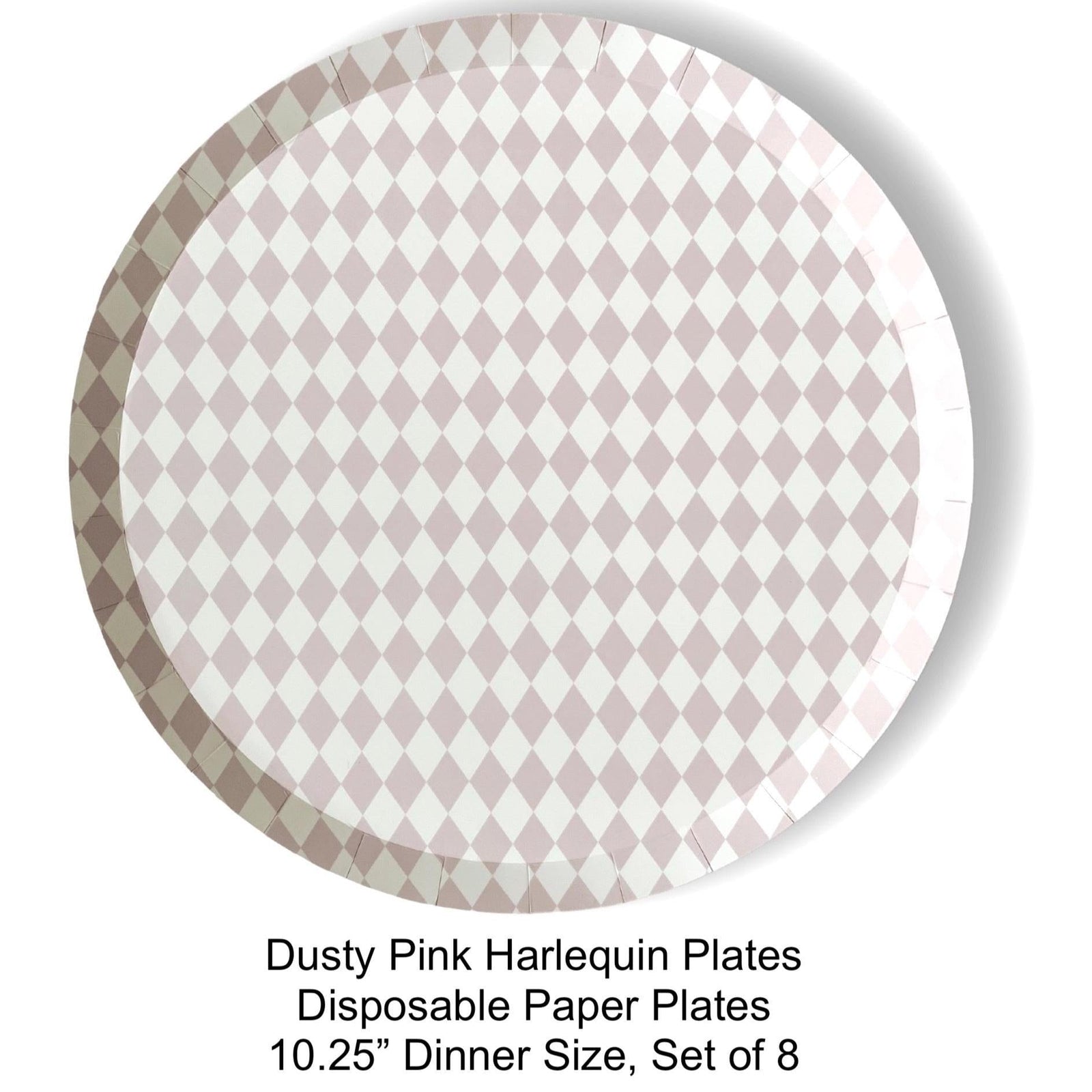Dusty Pink Harlequin Paper Plates - Stesha Party