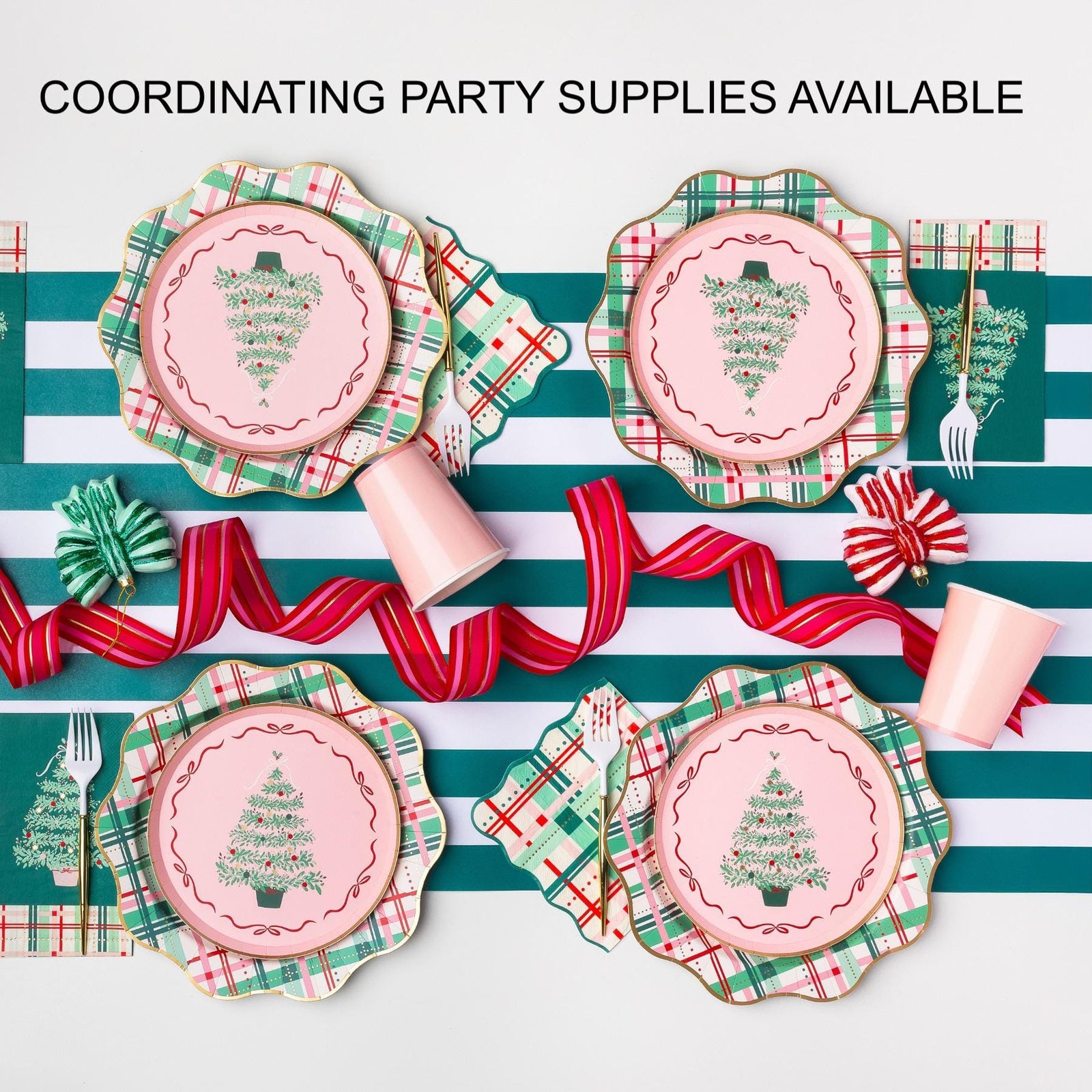 Elegant Green Peppermint Bow Dinner Plates 8ct - Stesha Party