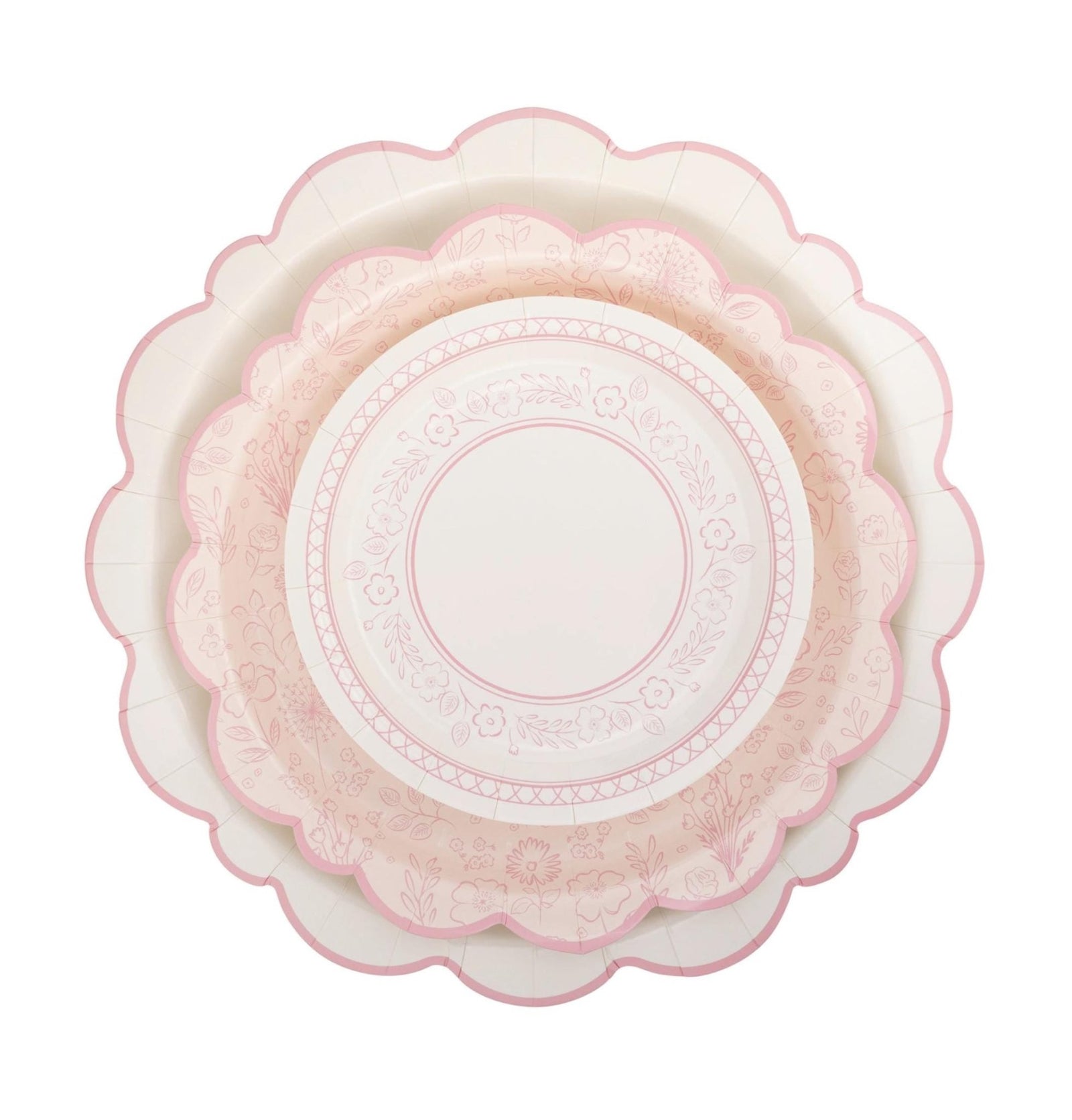 Elegant Pink & White 12" Charger Plates 8ct - Stesha Party