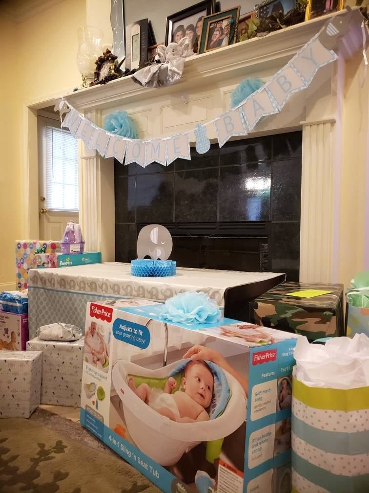 Elephant "Welcome Baby" Banner - Stesha Party