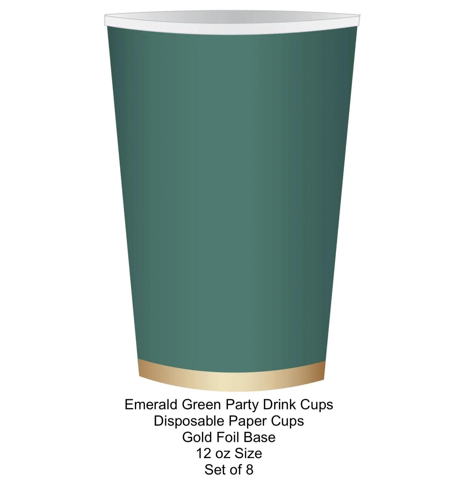 Emerald Green Paper Drink Cups 8ct - Stesha Party