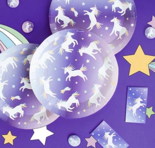 Enchanting Unicorn Party Plates 8ct - Stesha Party