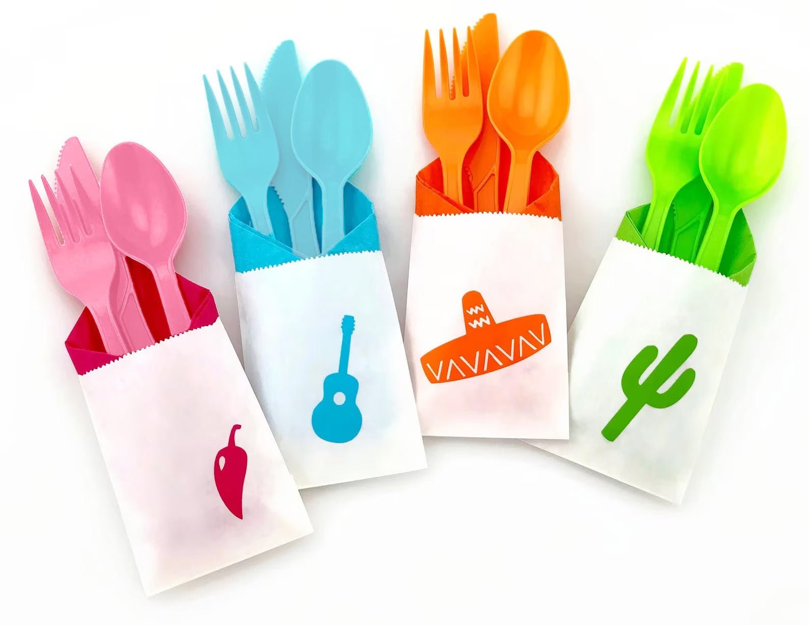 Fiesta Party Colorful Cutlery Bag Set - Stesha Party