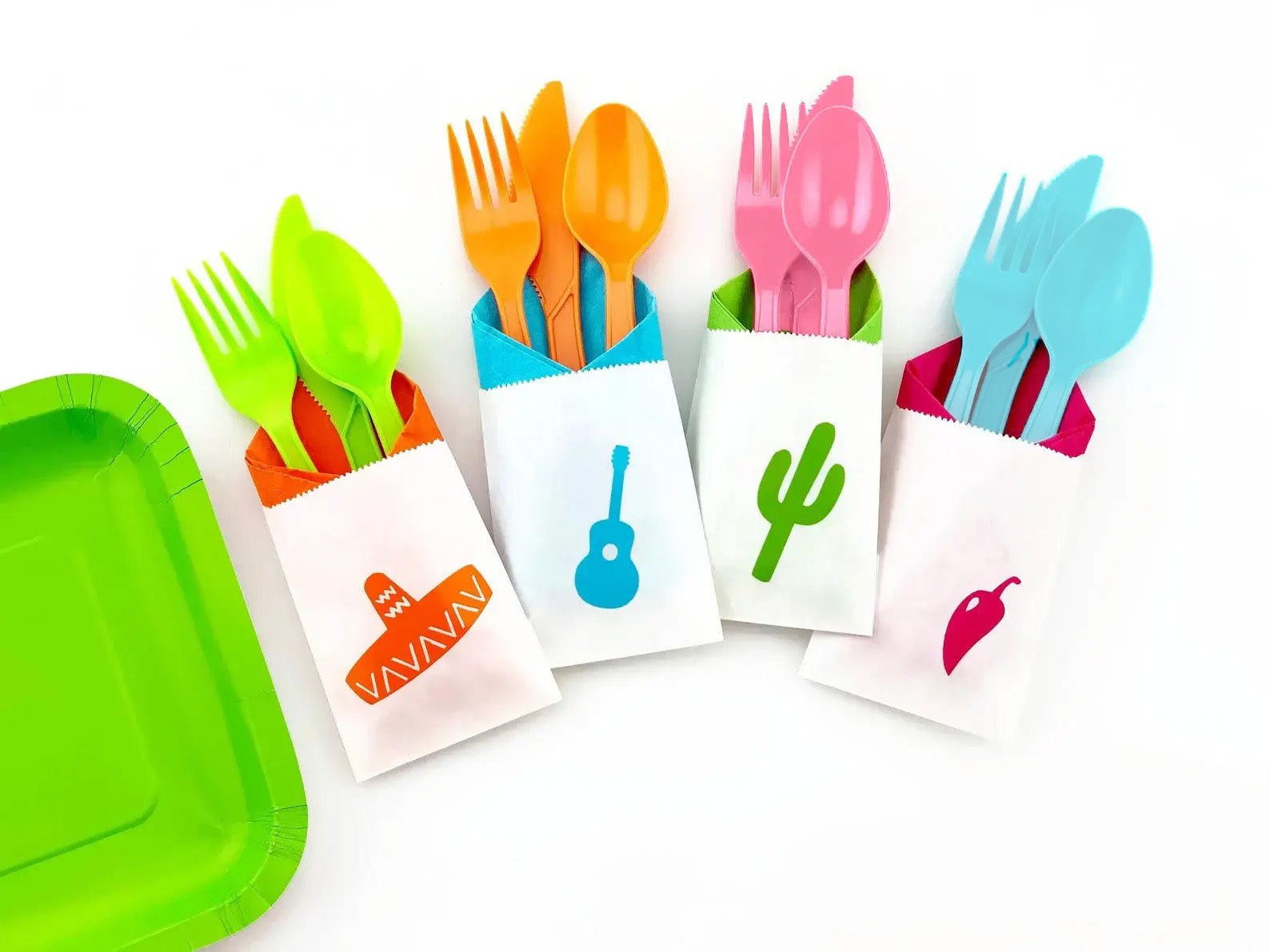 Fiesta Party Colorful Cutlery Bag Set - Stesha Party
