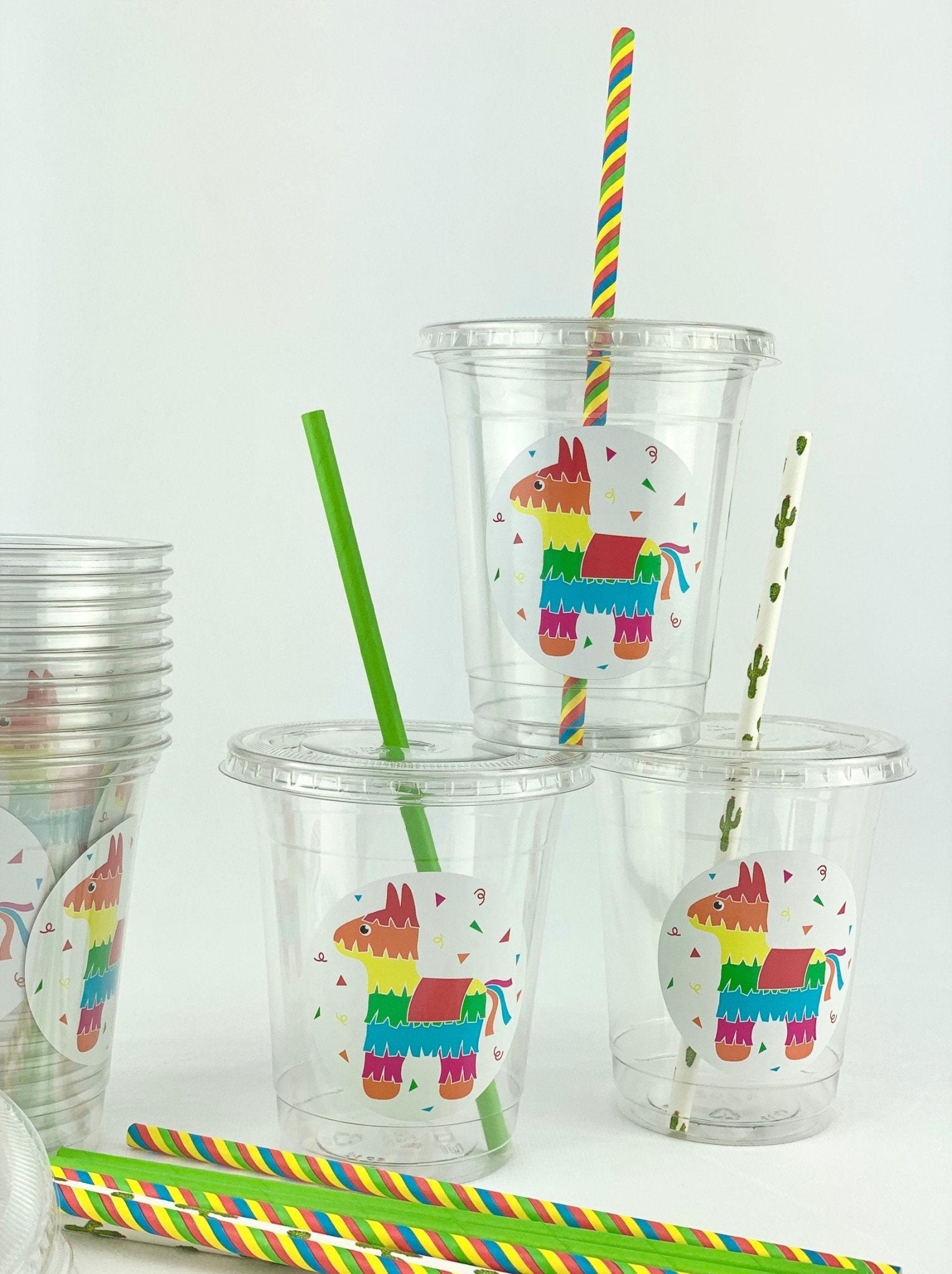 Fiesta Piñata Cinco de Mayo Plastic Cups 12ct - Stesha Party