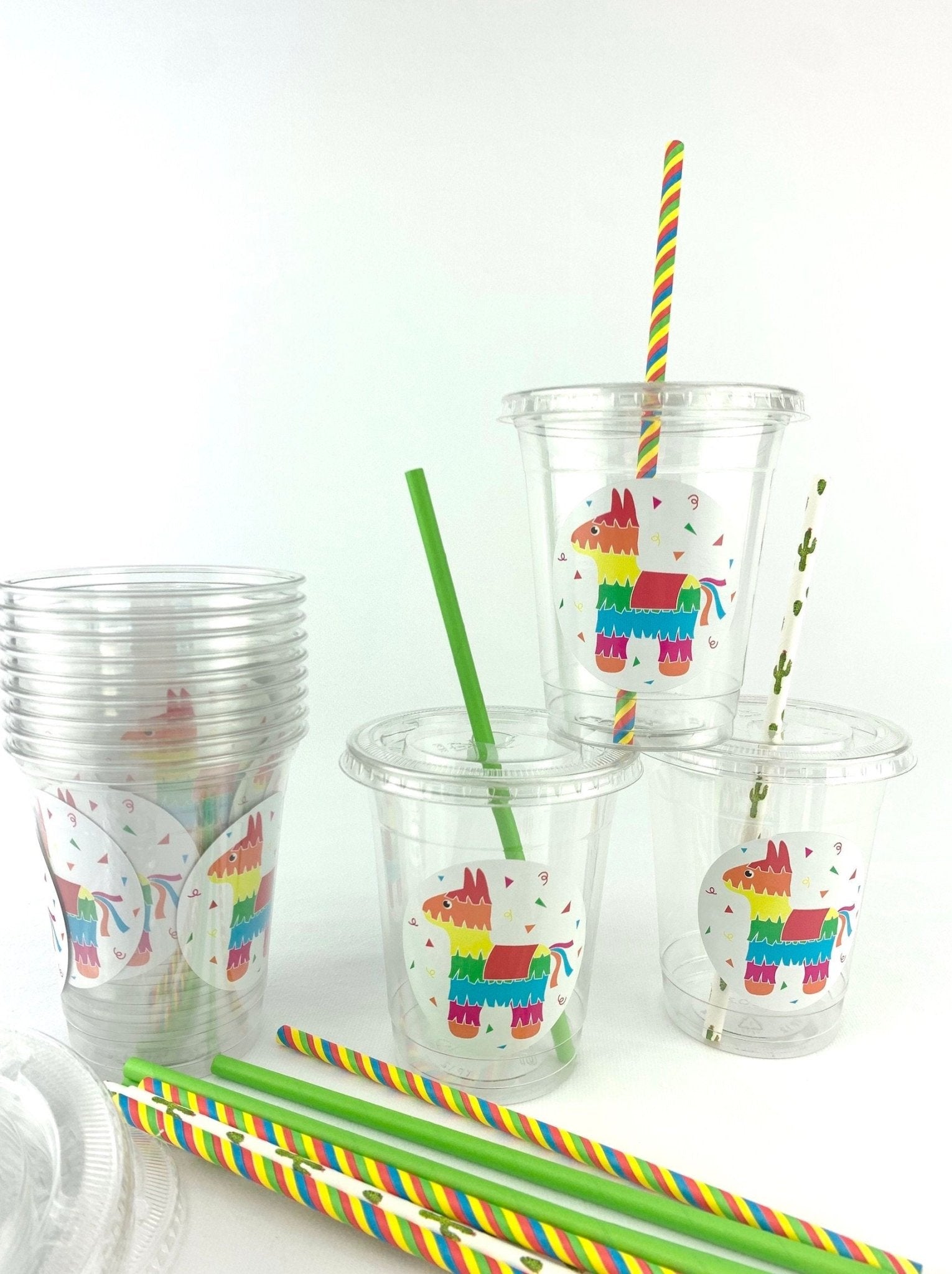 Fiesta Piñata Cinco de Mayo Plastic Cups 12ct - Stesha Party
