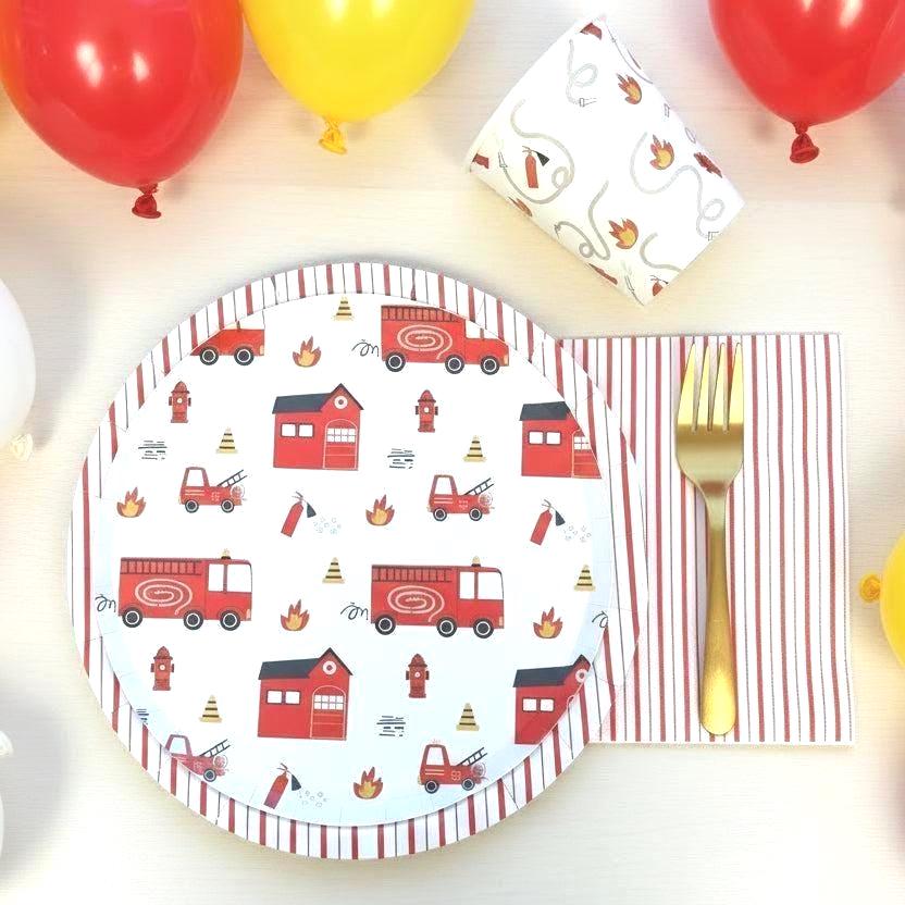 Fire Truck Plates 8ct - Stesha Party