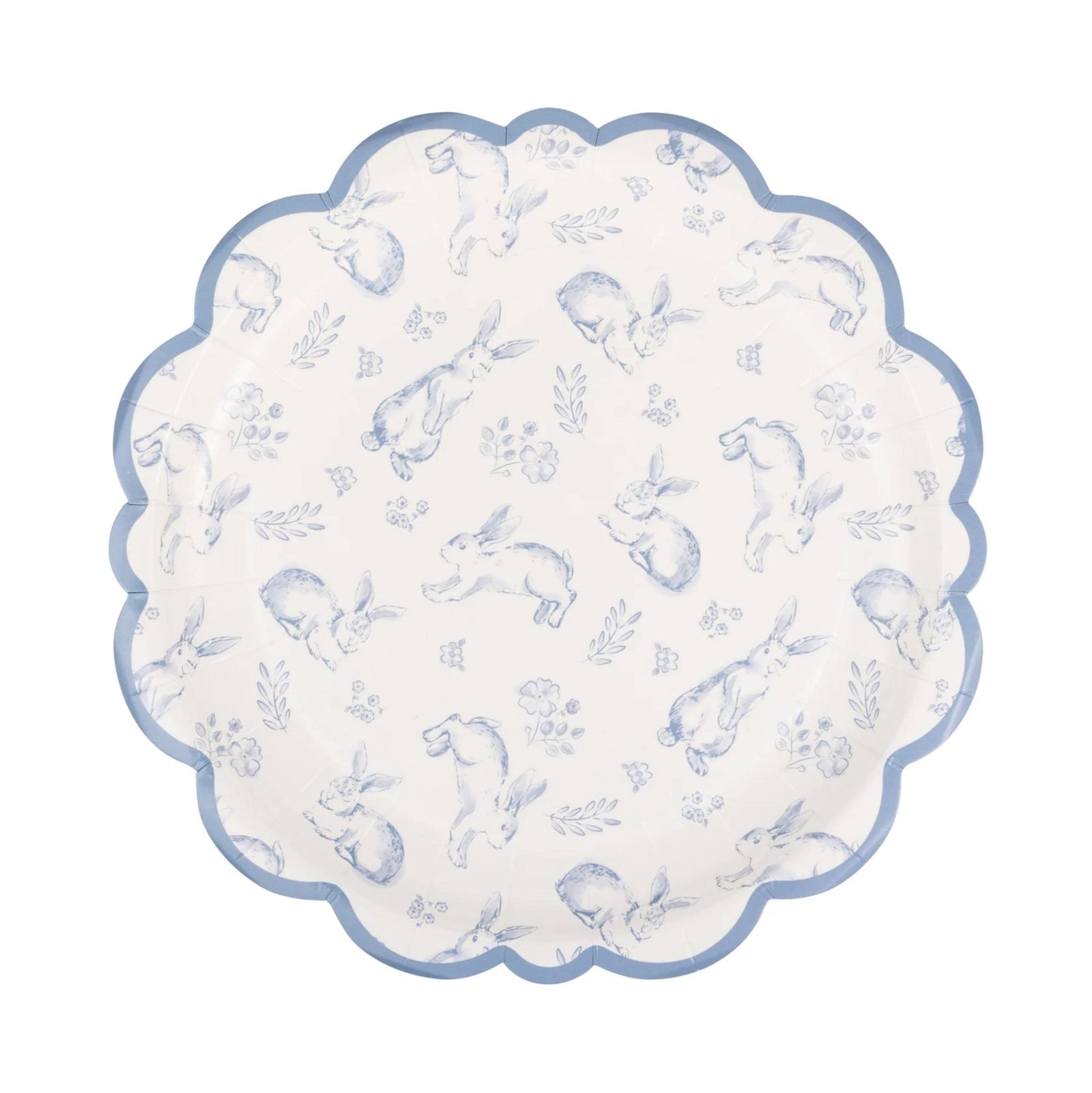 Floral Blue Bunny Paper Dessert Plates 8ct - Stesha Party