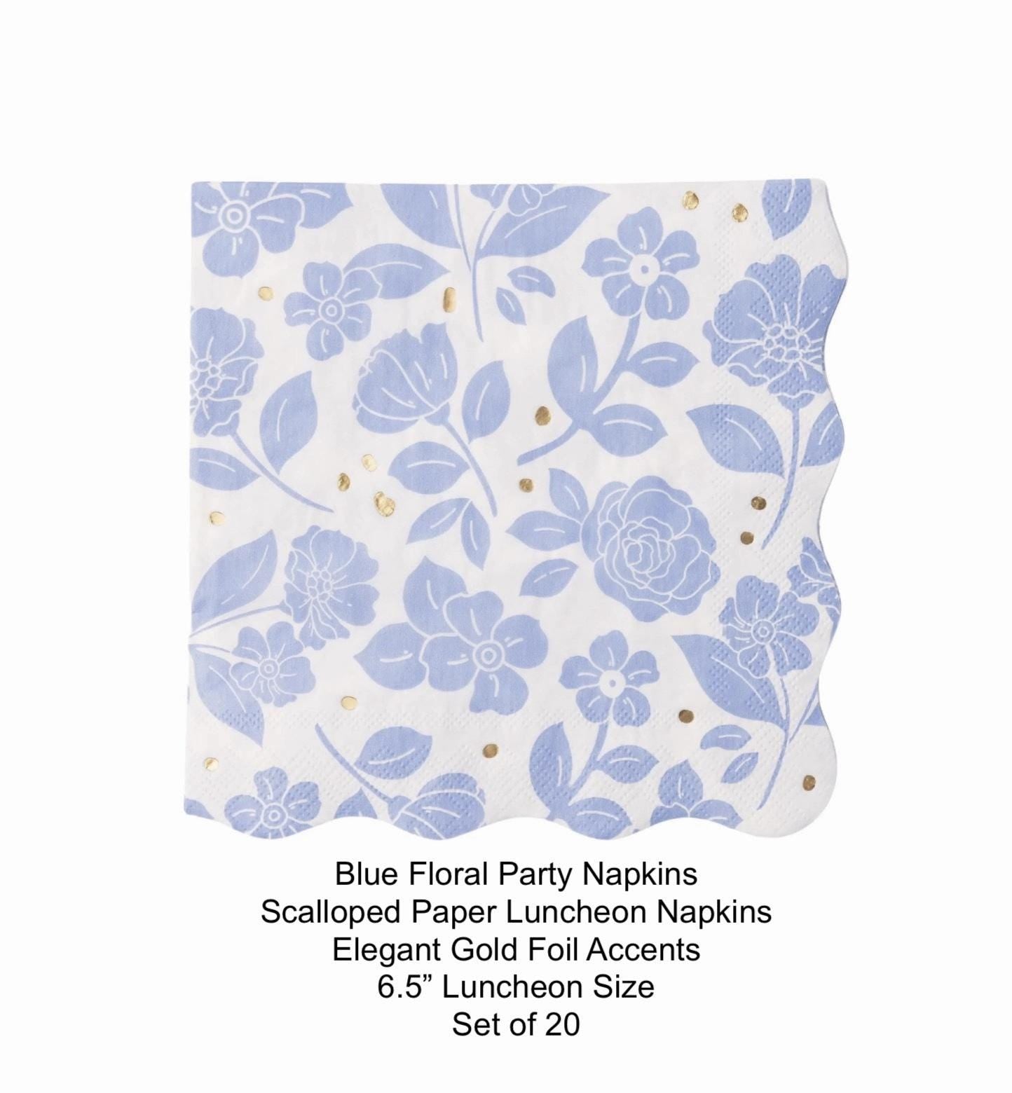 Floral Blue Luncheon Napkins 20ct - Stesha Party