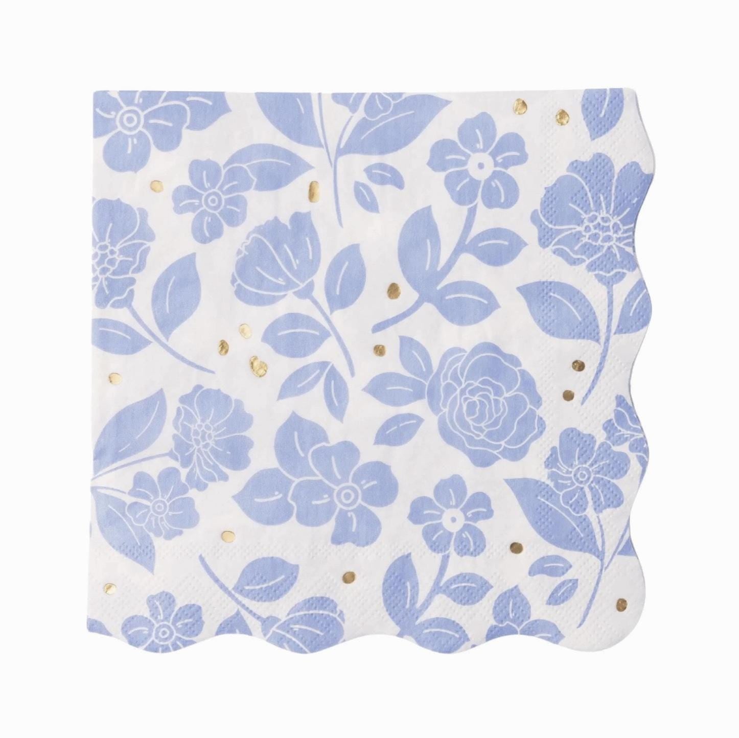 Floral Blue Luncheon Napkins 20ct - Stesha Party