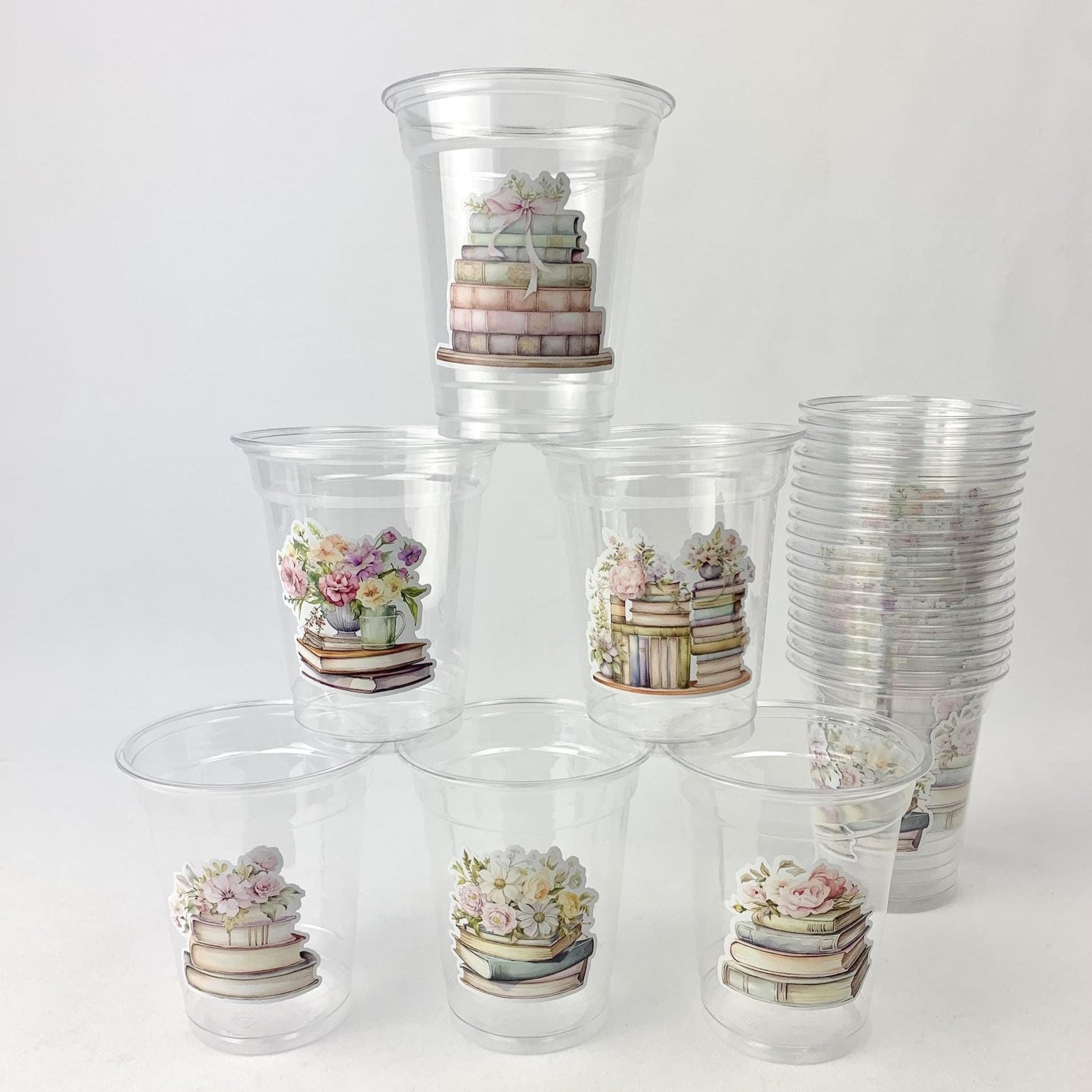 Floral Book Party Cups 24ct 12oz Plastic Cups - Stesha Party