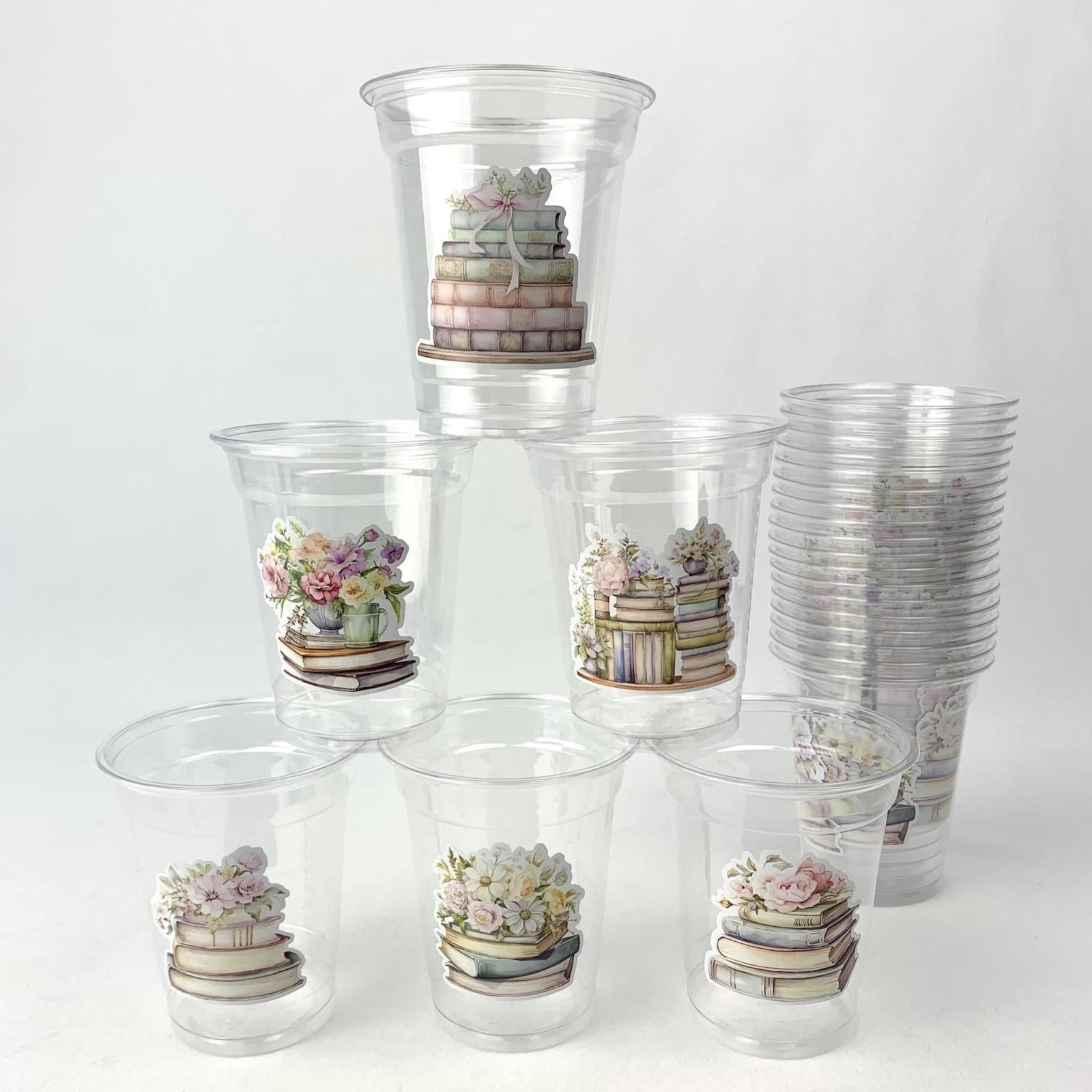 Floral Book Party Cups 24ct 12oz Plastic Cups - Stesha Party