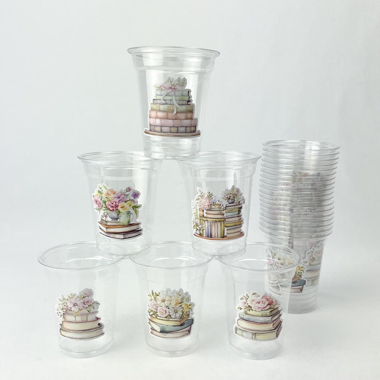 Floral Book Party Cups 24ct 12oz Plastic Cups - Stesha Party