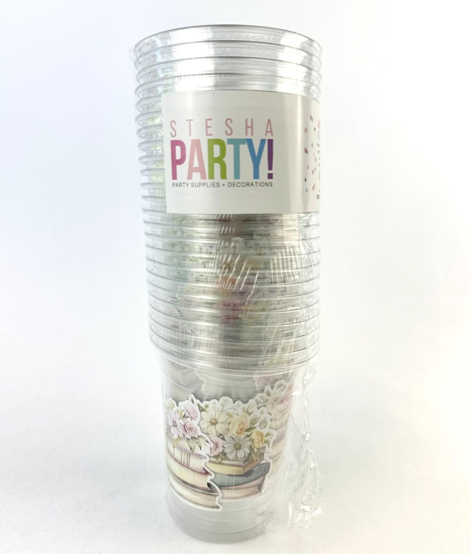 Floral Book Party Cups 24ct 12oz Plastic Cups - Stesha Party