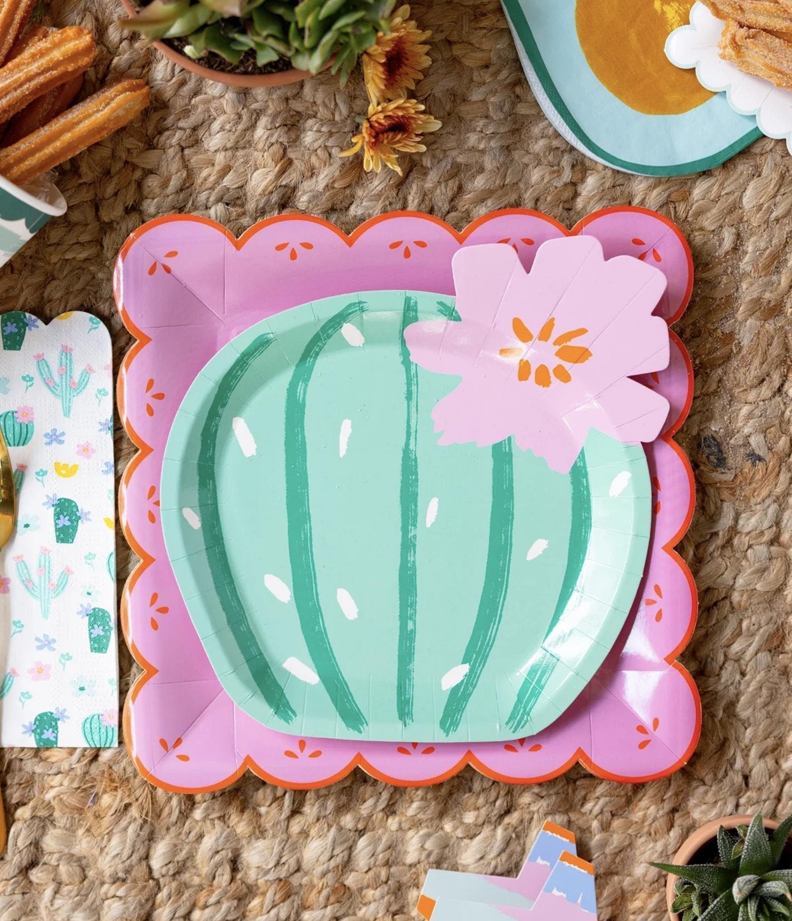 Floral Cactus Plates - Stesha Party