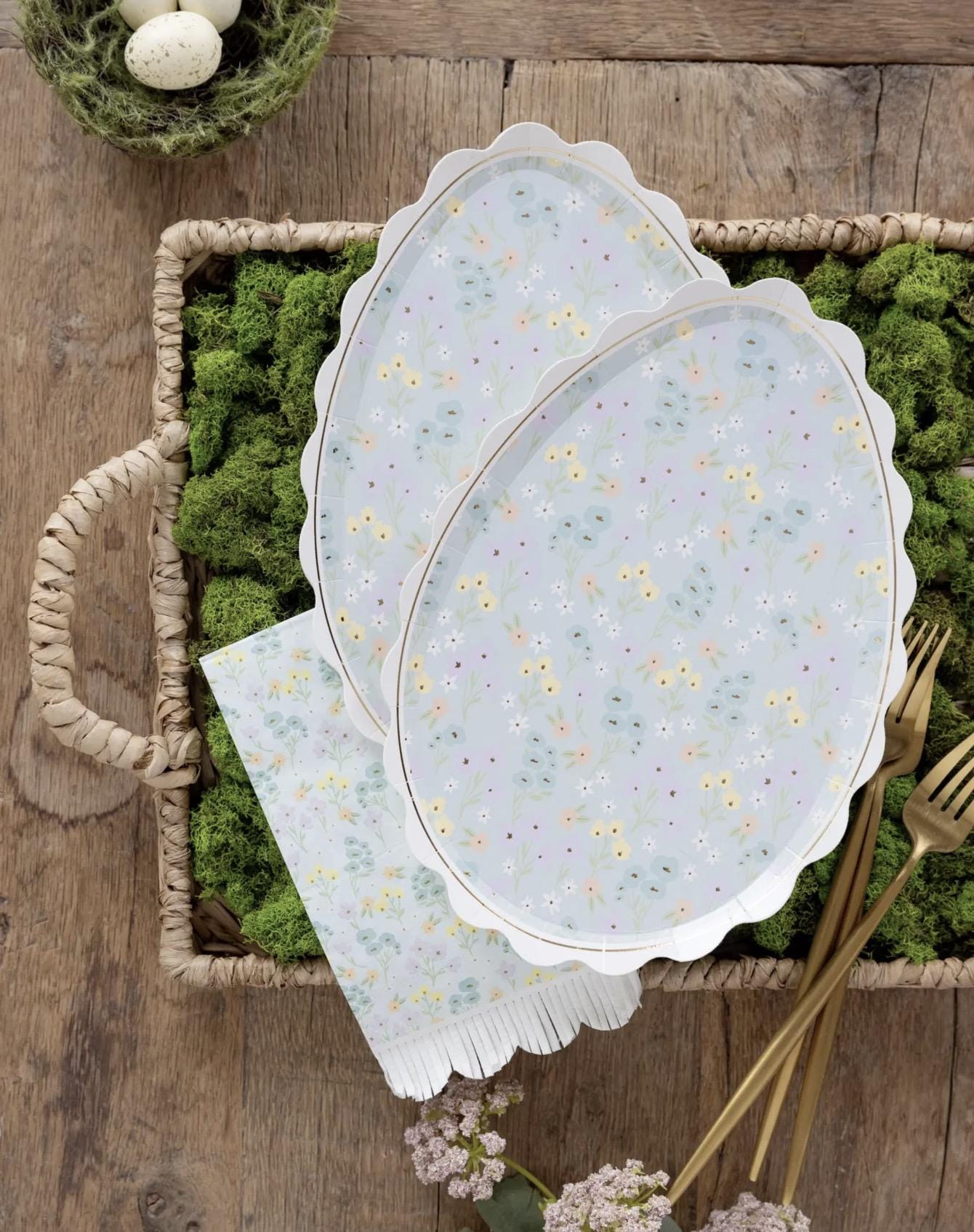 Floral Spring Easter Egg Paper Plates 8ct - Stesha Party