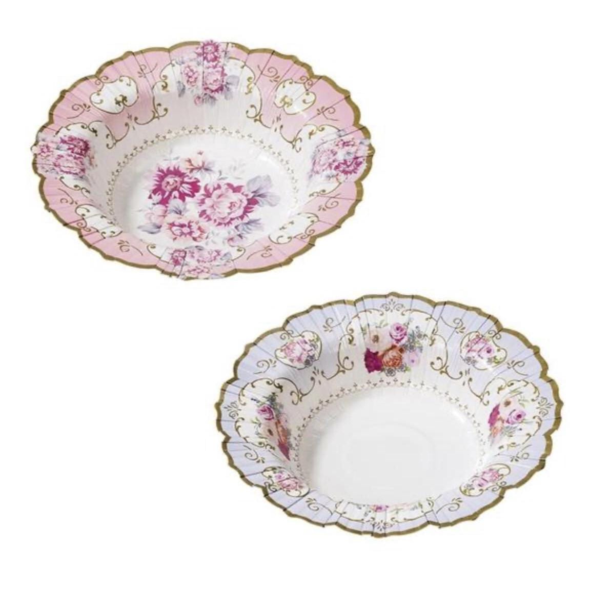 Floral Tea Party Paper Bowls 12ct - Stesha Party