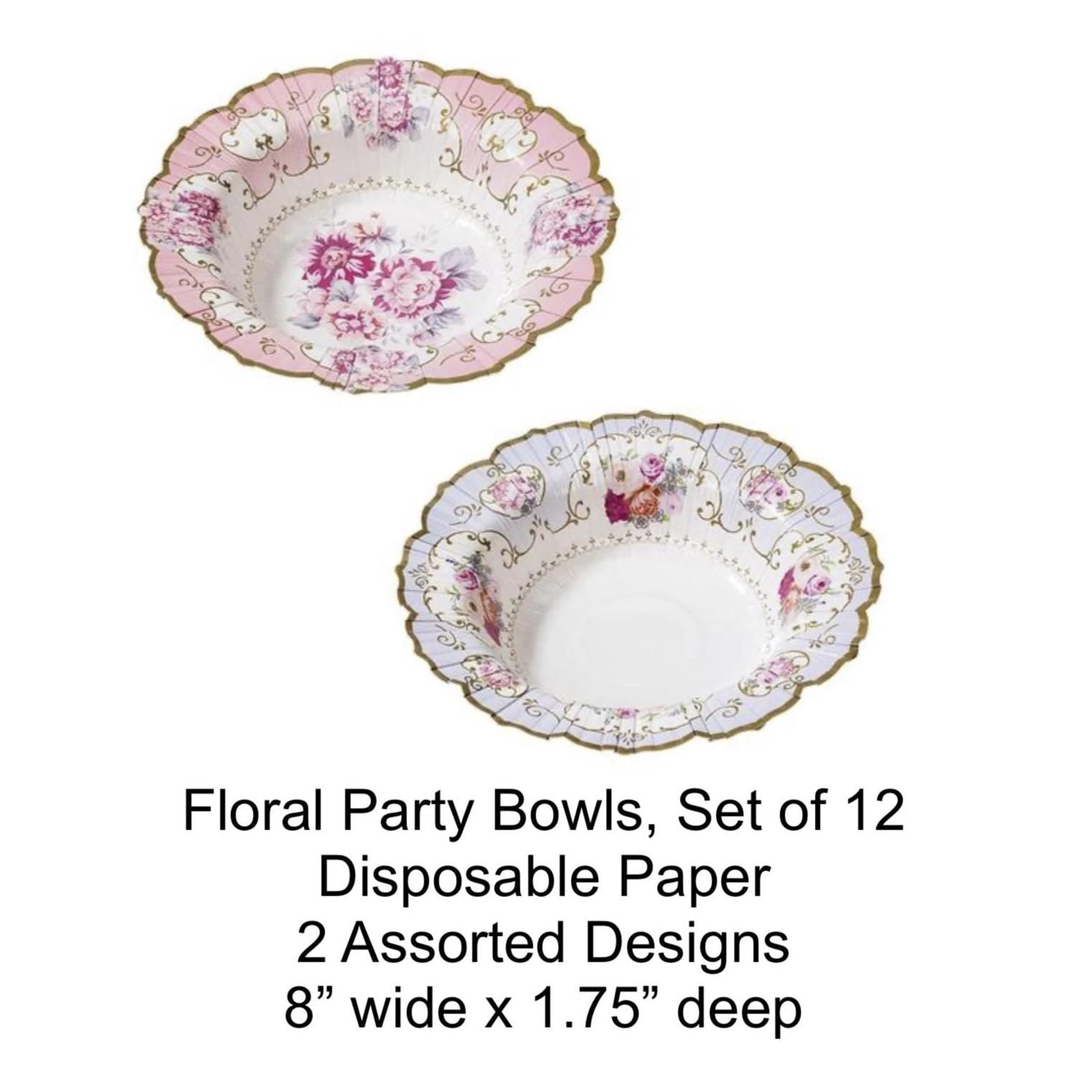 Floral Tea Party Paper Bowls 12ct - Stesha Party