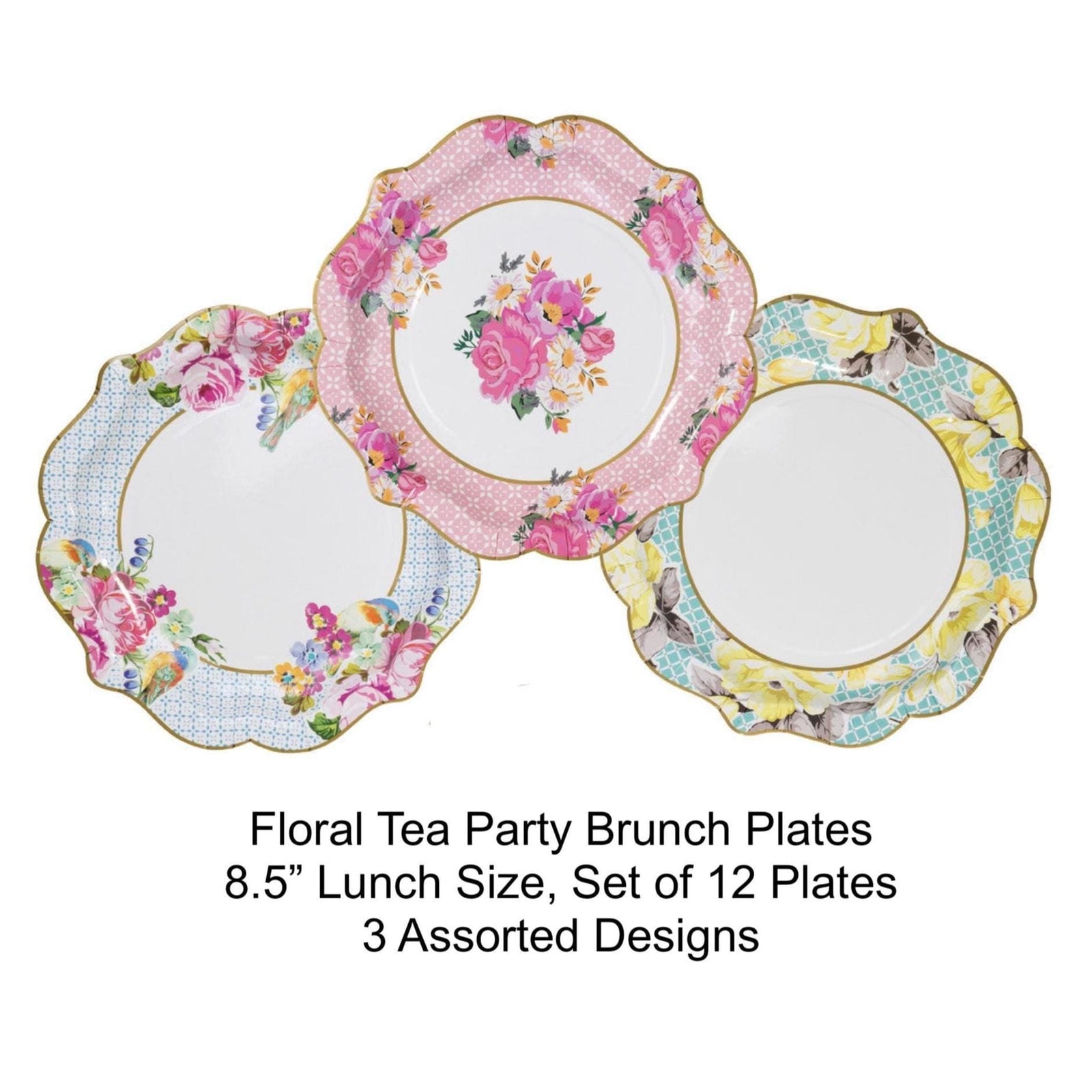 Floral Tea Party Paper Plates 12ct - Stesha Party