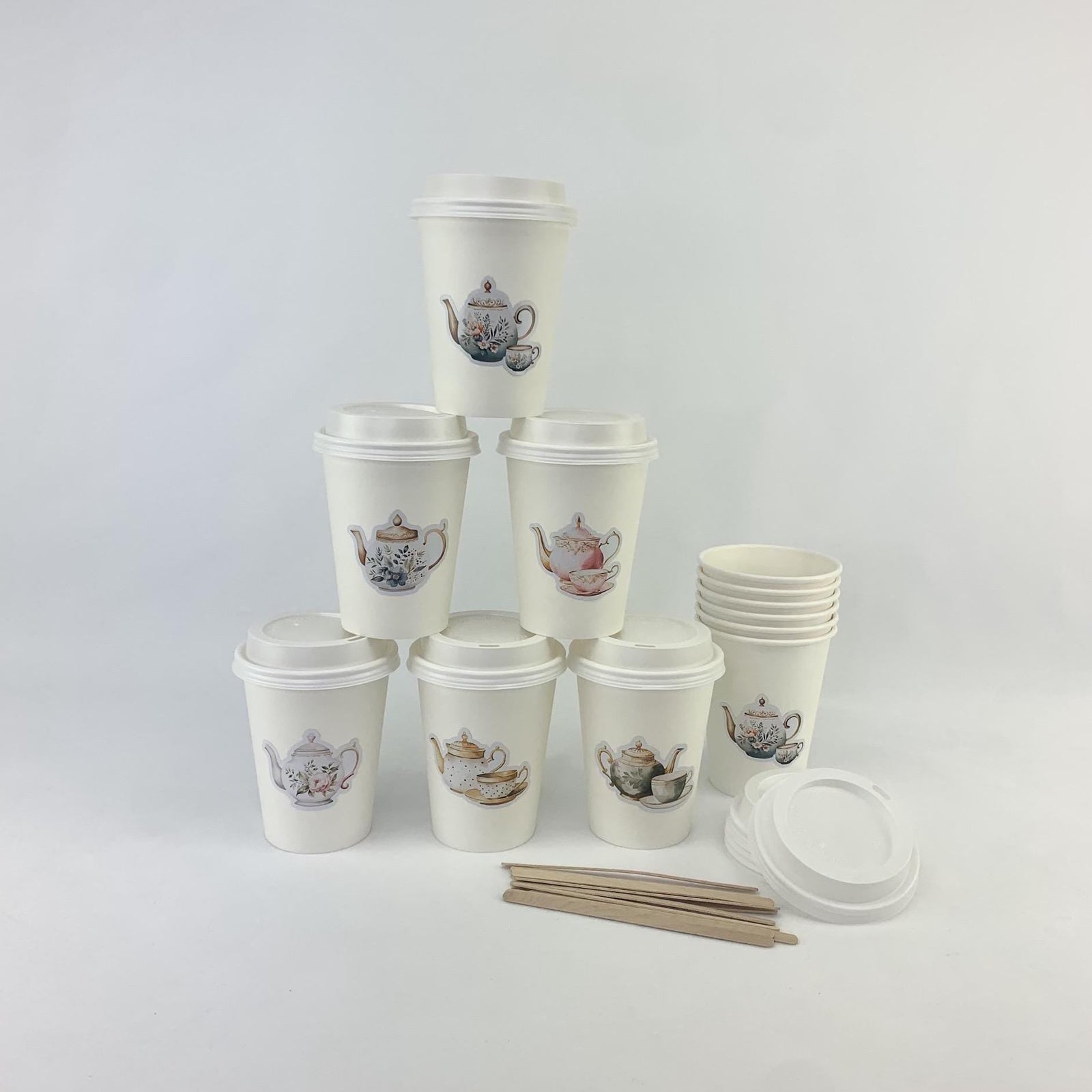 Floral Teapot Hot Coffee Cups - Stesha Party