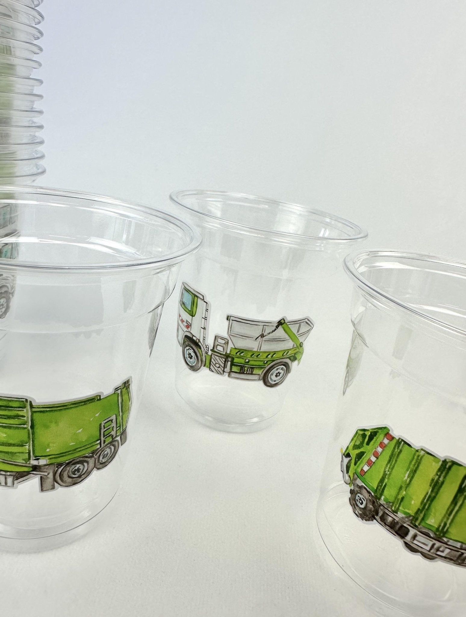 Garbage Truck Birthday Cups 24ct 12oz Plastic - Stesha Party