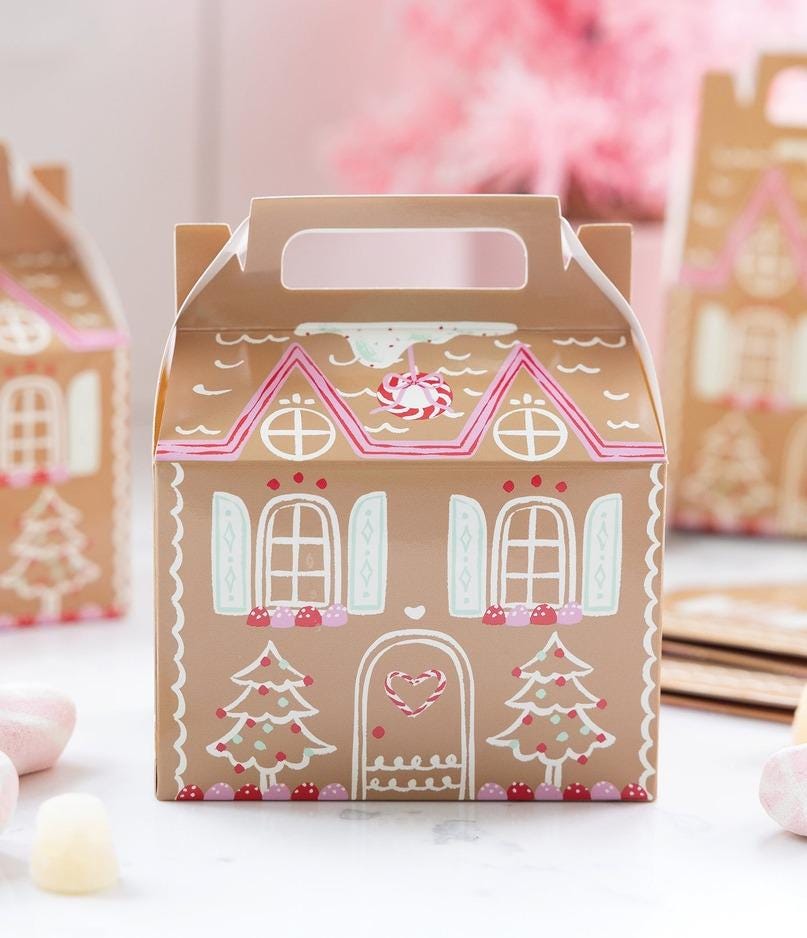 Gingerbread House Gable Treat Boxes 6ct - Stesha Party