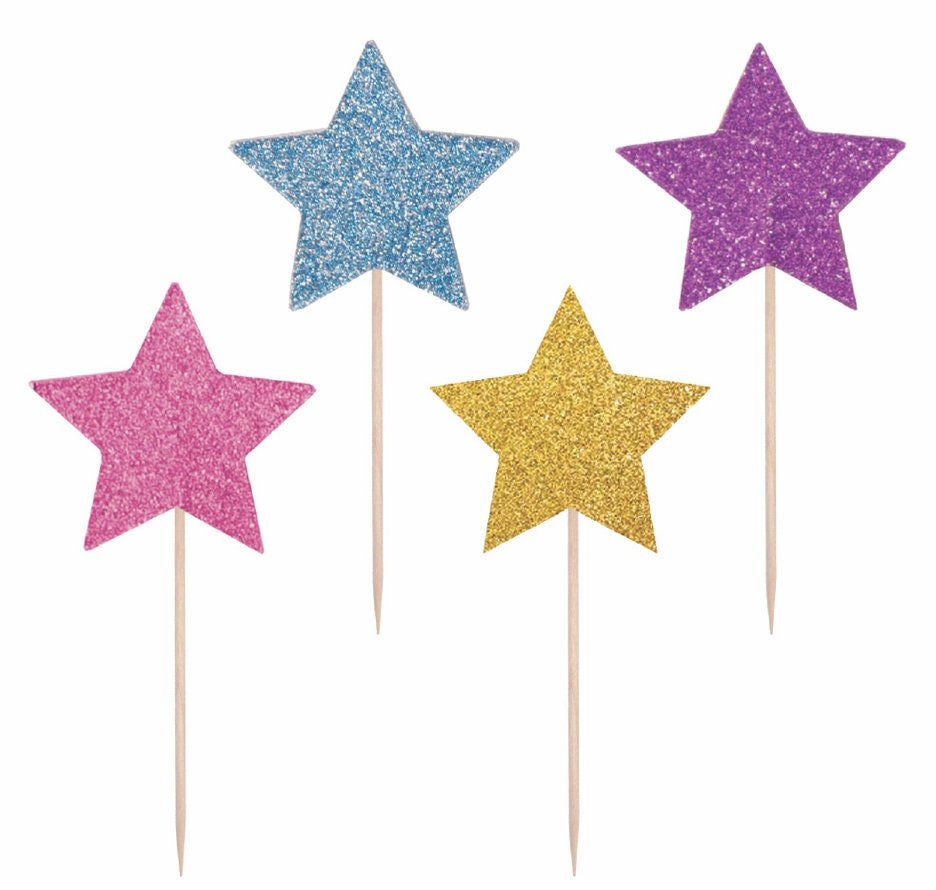 Glitter Star Party Picks 24ct - Stesha Party