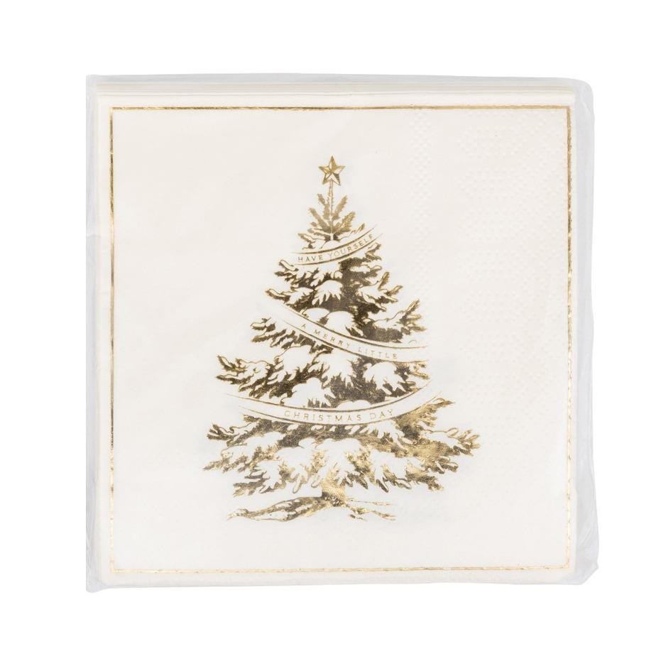 Gold Christmas Tree Cocktail Napkins - Stesha Party