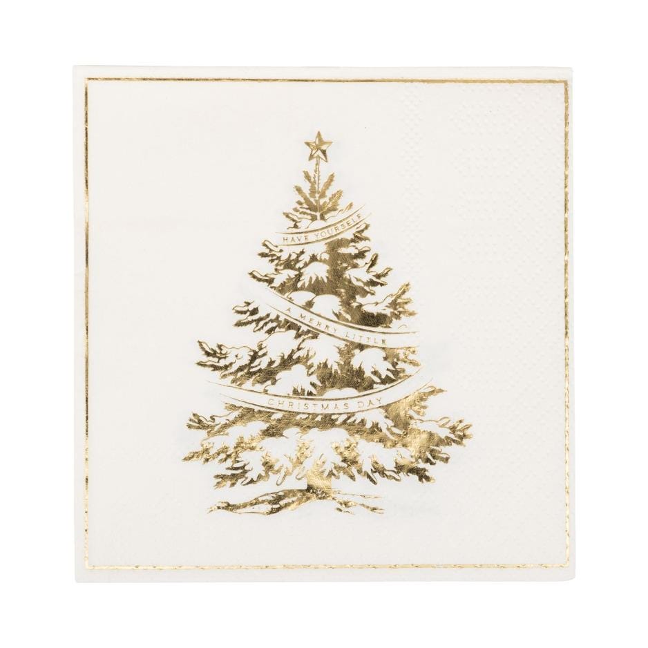 Gold Christmas Tree Cocktail Napkins - Stesha Party