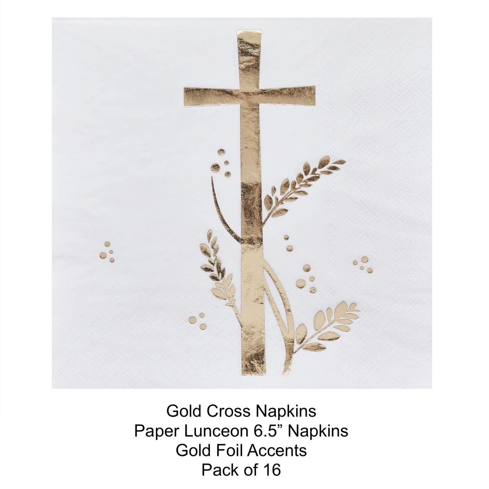 Gold Cross Communion Napkins 16ct - Stesha Party