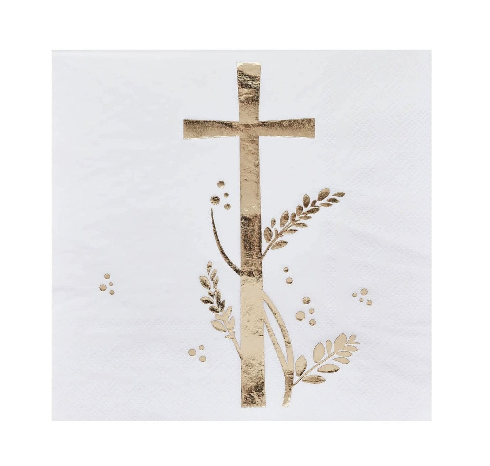 Gold Cross Communion Napkins 16ct - Stesha Party