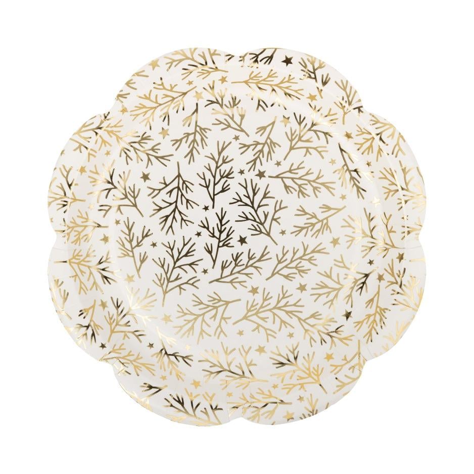 Gold Foil Christmas Plates - Stesha Party