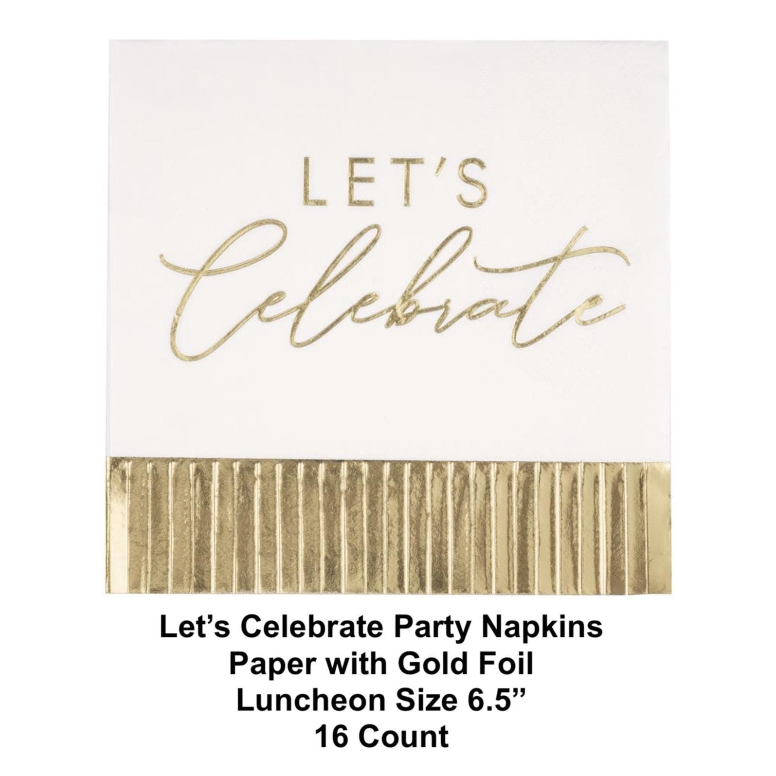 Gold Foil Fringe Let’s Celebrate Napkins - Stesha Party