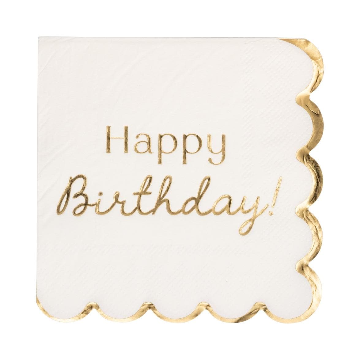 Gold Foil Happy Birthday Napkins 18ct - Stesha Party