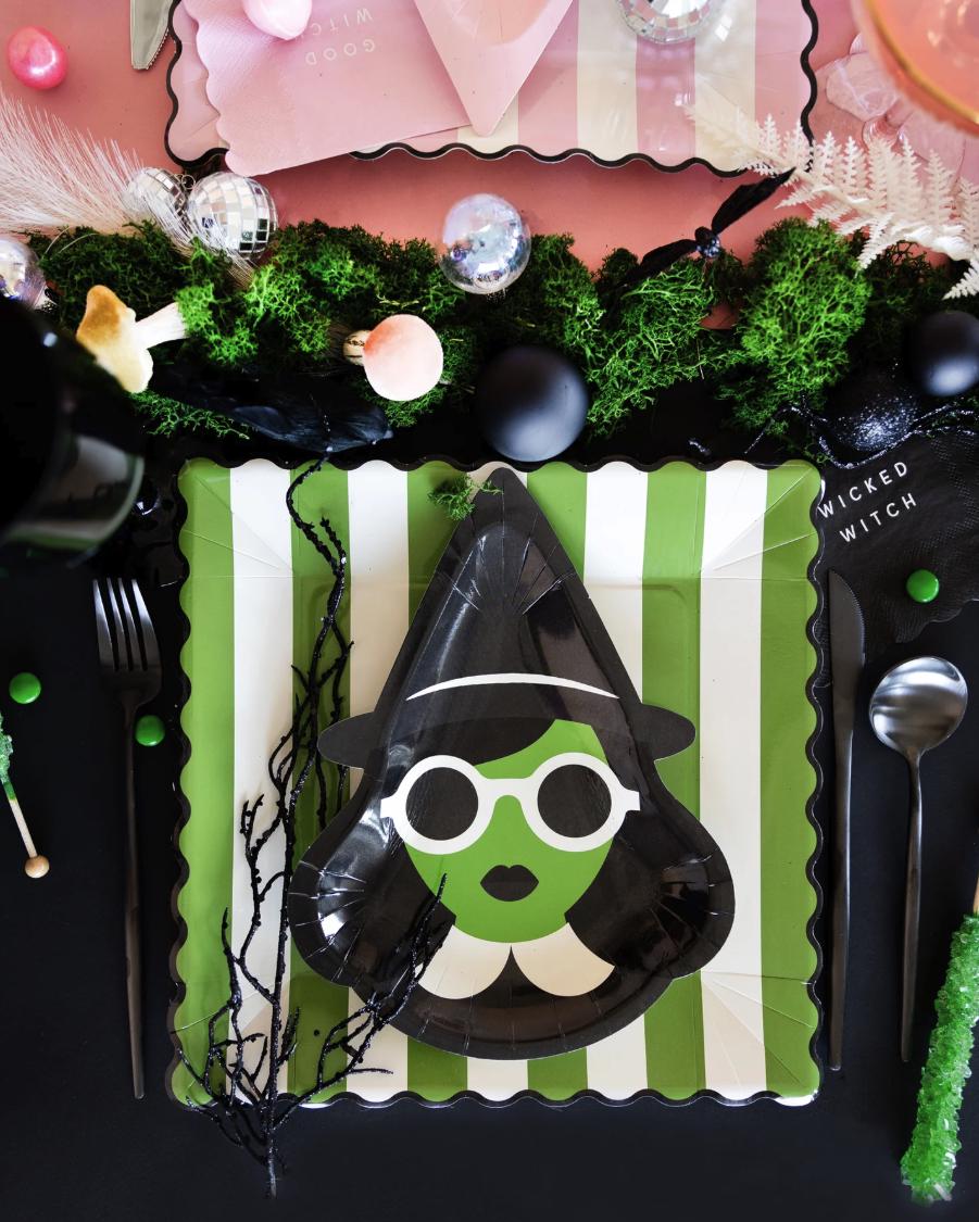 Green & Pink Stripe Plates 8ct - Stesha Party