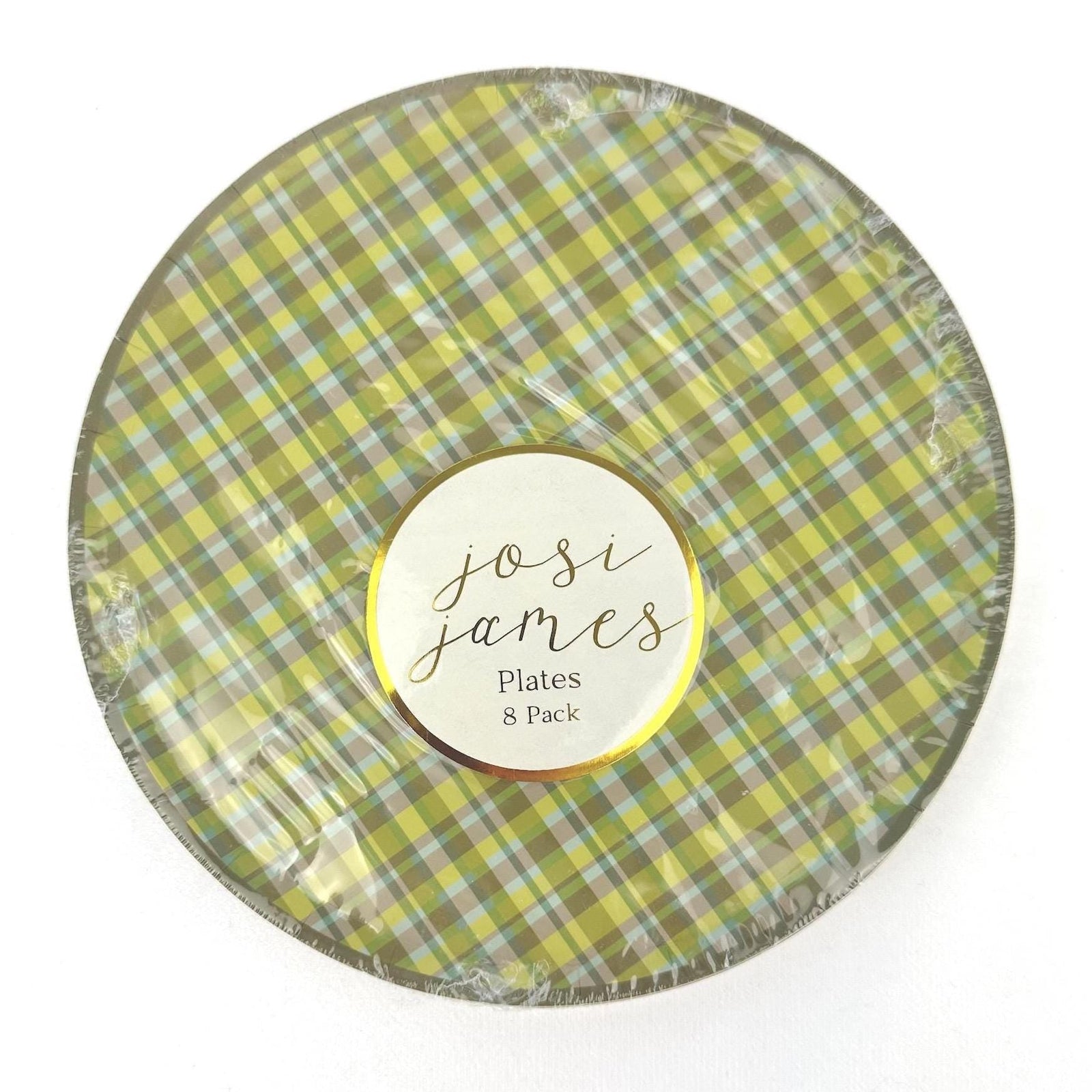 Green Plaid Paper Dessert Plates 8ct - Stesha Party